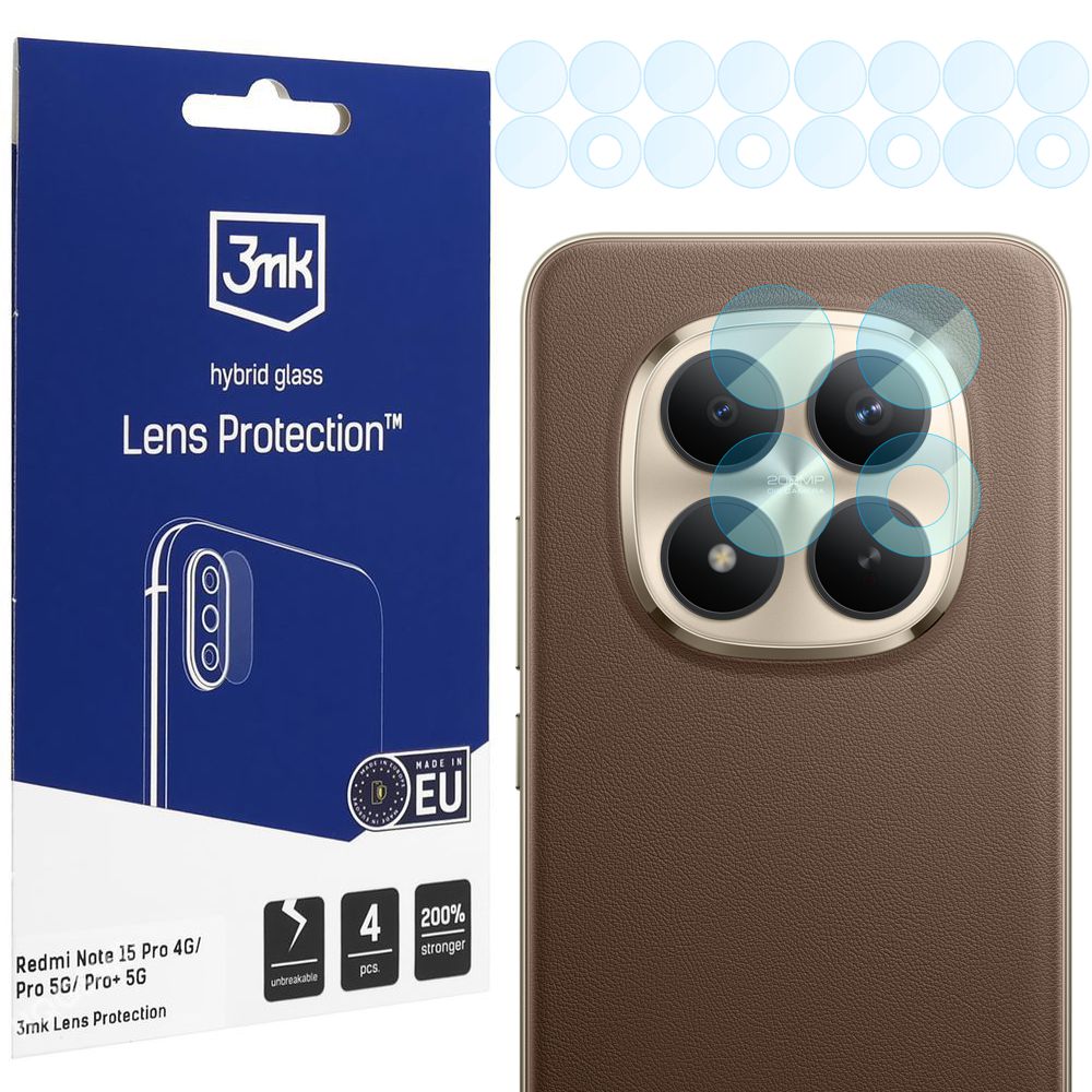 4x 3mk Lens Protection | Szkło Hybrydowe na Obiektyw Aparat do Xiaomi Redmi Note 15 Pro LTE/5G / Pro+ 5G