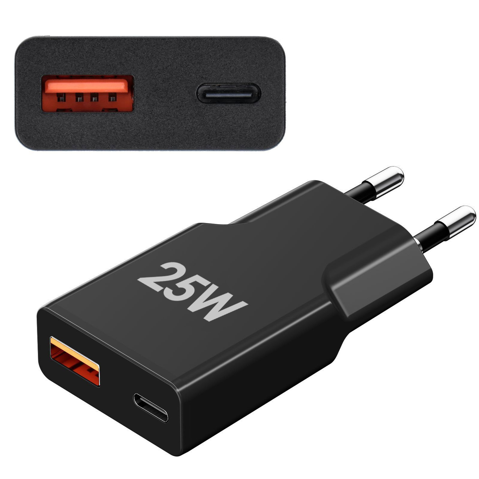 BS | Ładowarka Sieciowa USB-C USB-A | GaN 25W | Czarna