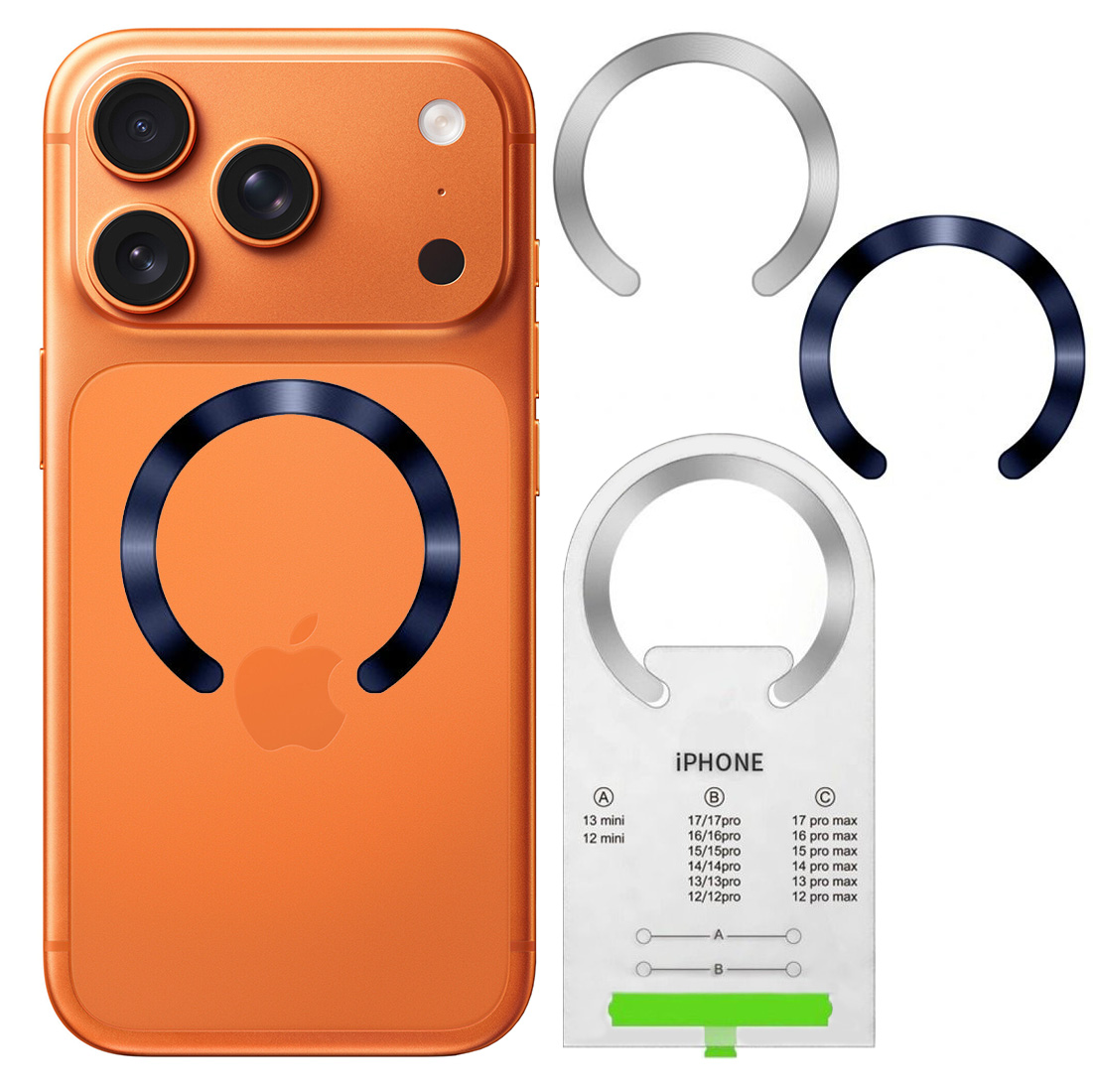 2x Uniwersalny Pierścień Ring do MagSafe Qi2 PixelSnap | Deep Blue & Silver