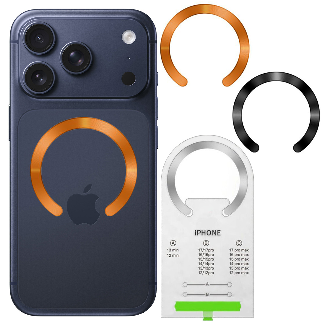 2x Uniwersalny Pierścień Ring do MagSafe Qi2 PixelSnap | Cosmic Orange & Black