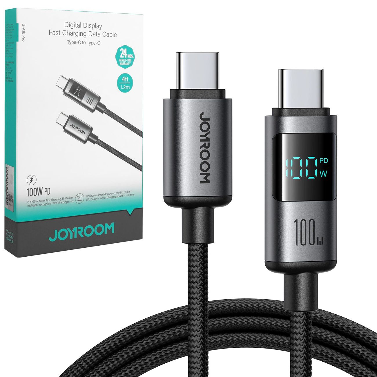 Joyroom | Szybki Kabel USB-C z Wyświetlaczem LED | 100W | 1.2m