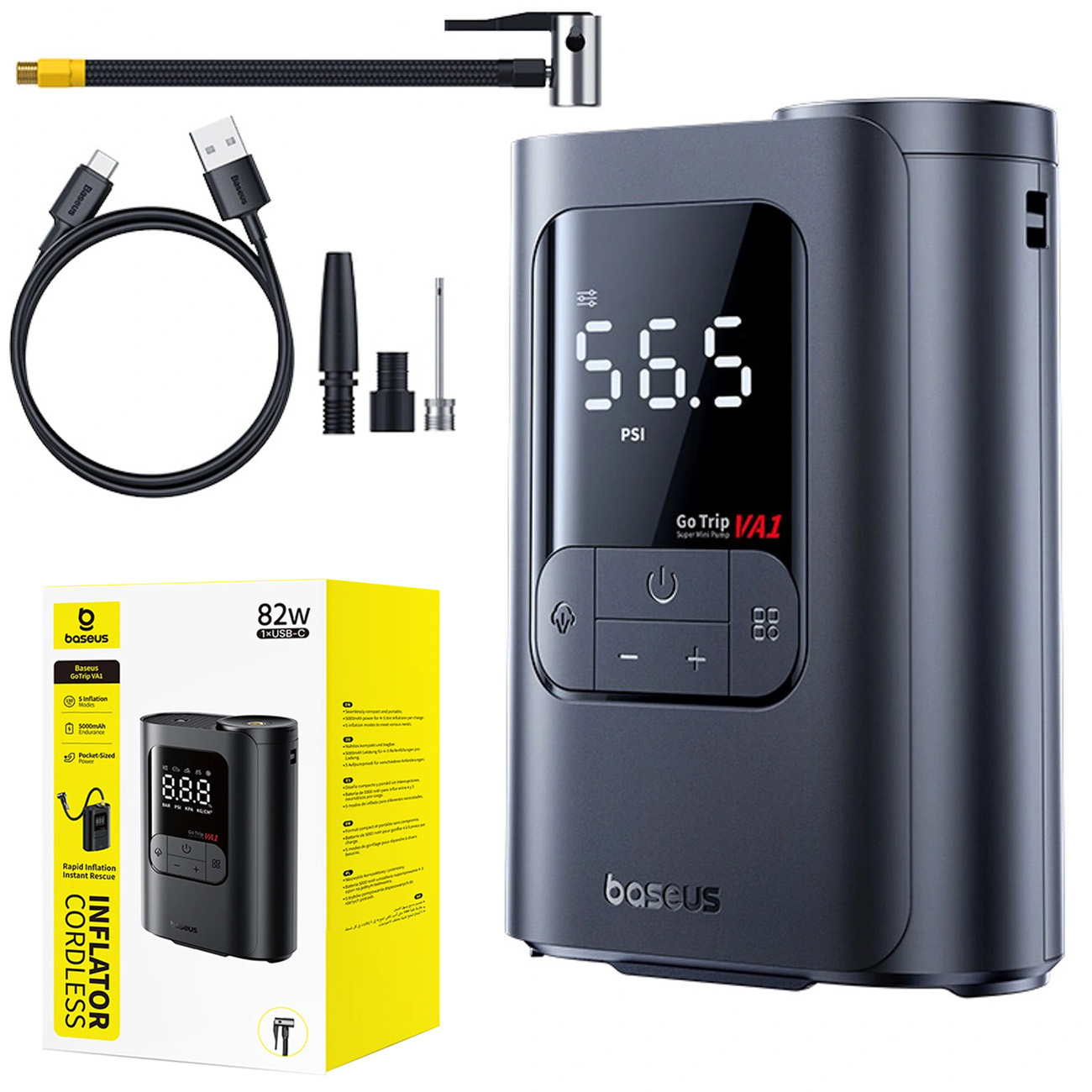 Baseus GoTrip VA1 | Kompresor Samochodowy Bezprzewodowy z Akumulatorem 82W