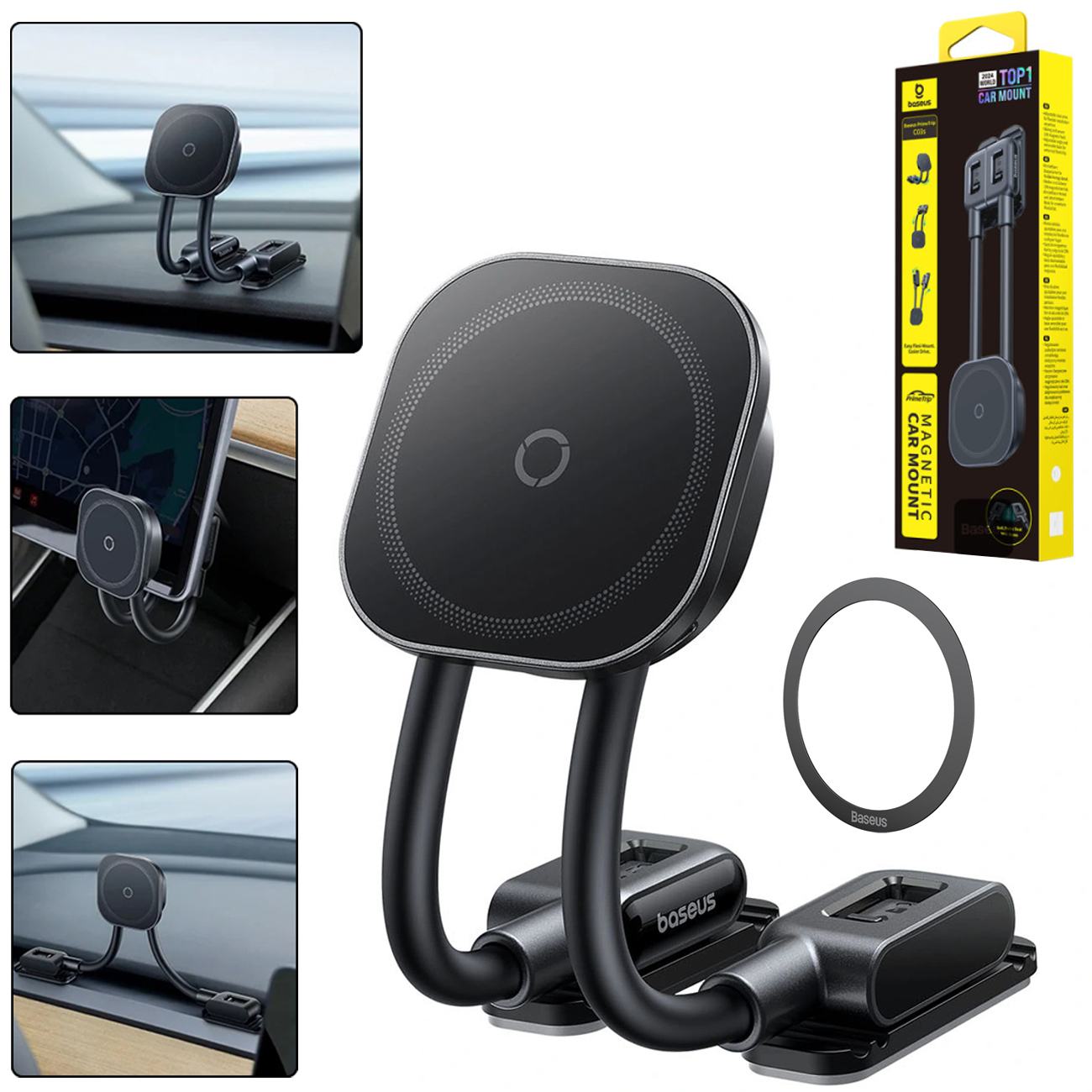 Baseus PrimeTrip | Magnetyczny Uchwyt Samochodowy | 2 Elastyczne Ramiona