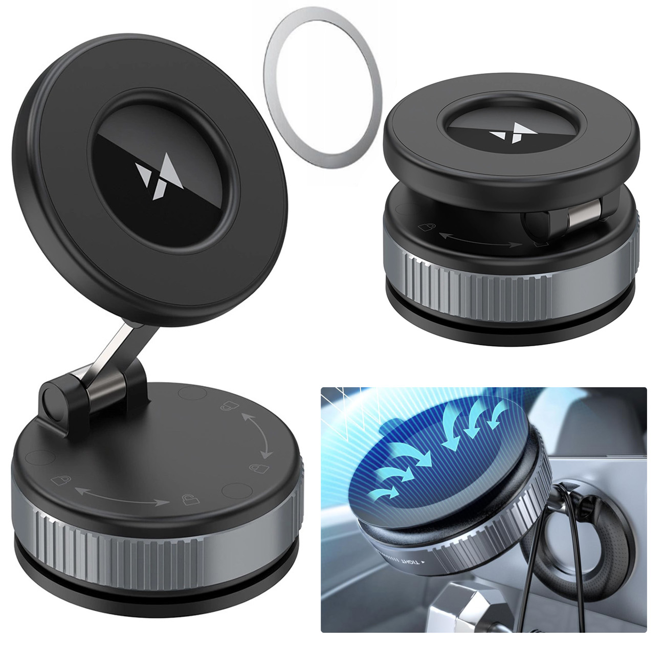 Składany Uchwyt Samochodowy z MagSafe do Apple iPhone + Ring