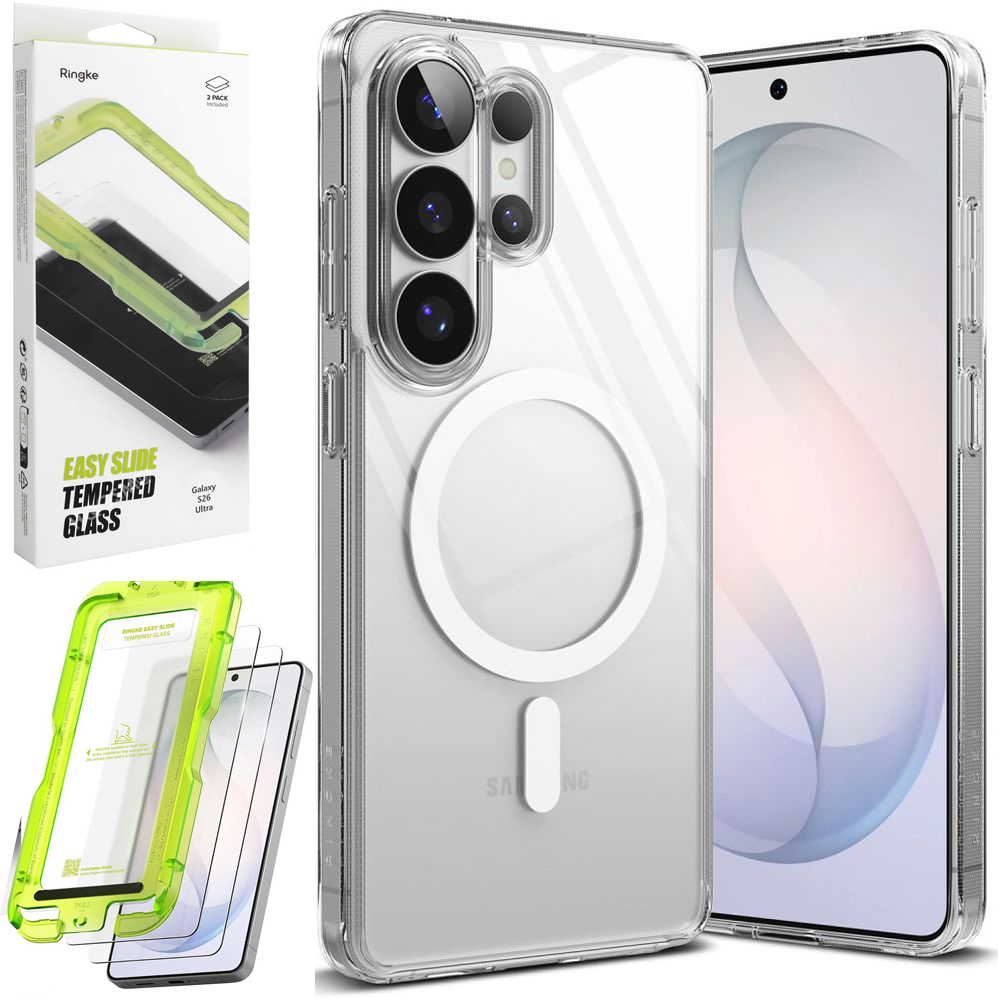 Etui RINGKE Fusion Magnetic z MagSafe | Clear + 2x SZKŁO Ringke do Samsung Galaxy S26 Ultra