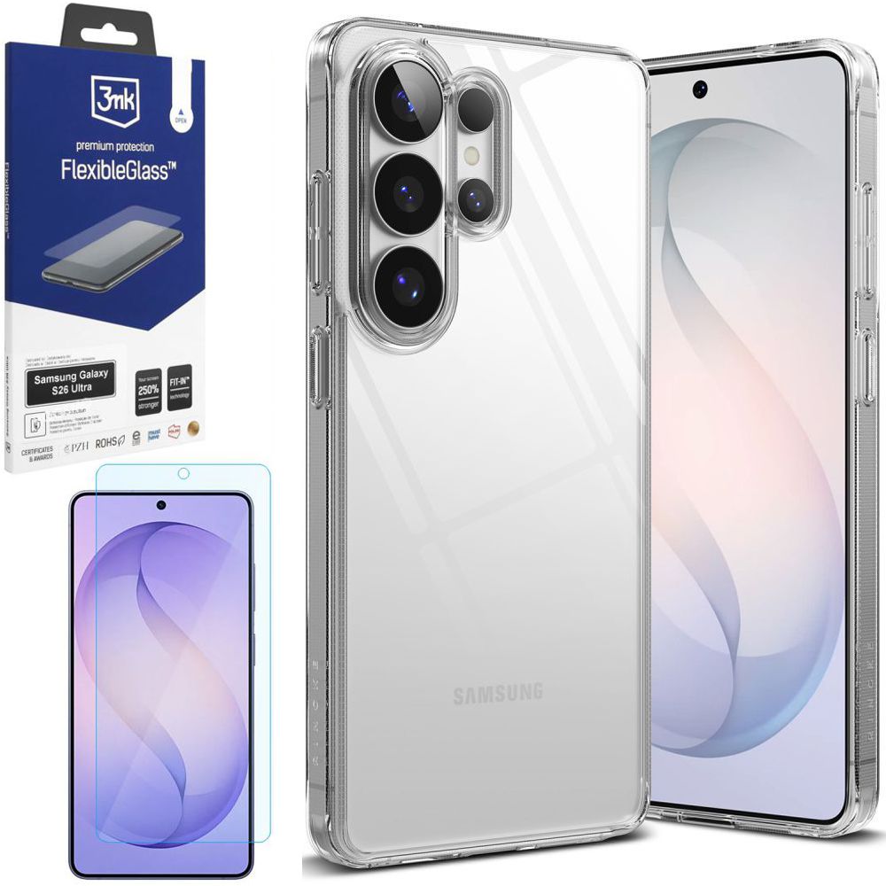 Etui RINGKE Fusion | Bezbarwne | Clear + SZKŁO 3mk Flexible Glass do Samsung Galaxy S26 Ultra
