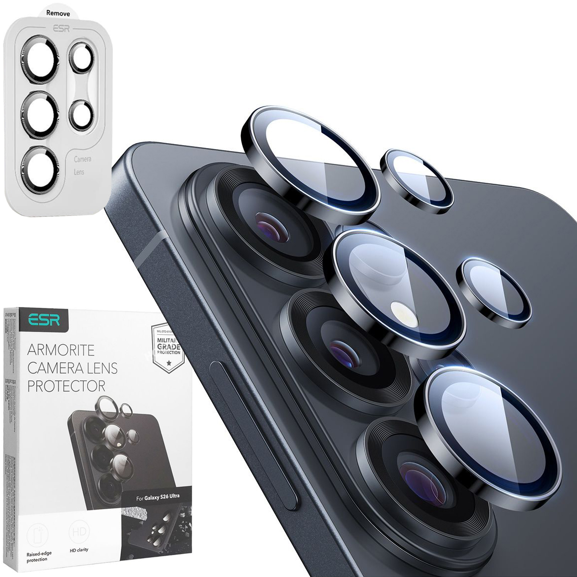 ESR Armorite | Osobne Szkła Hartowane na Aparat | Black do Samsung Galaxy S26 Ultra