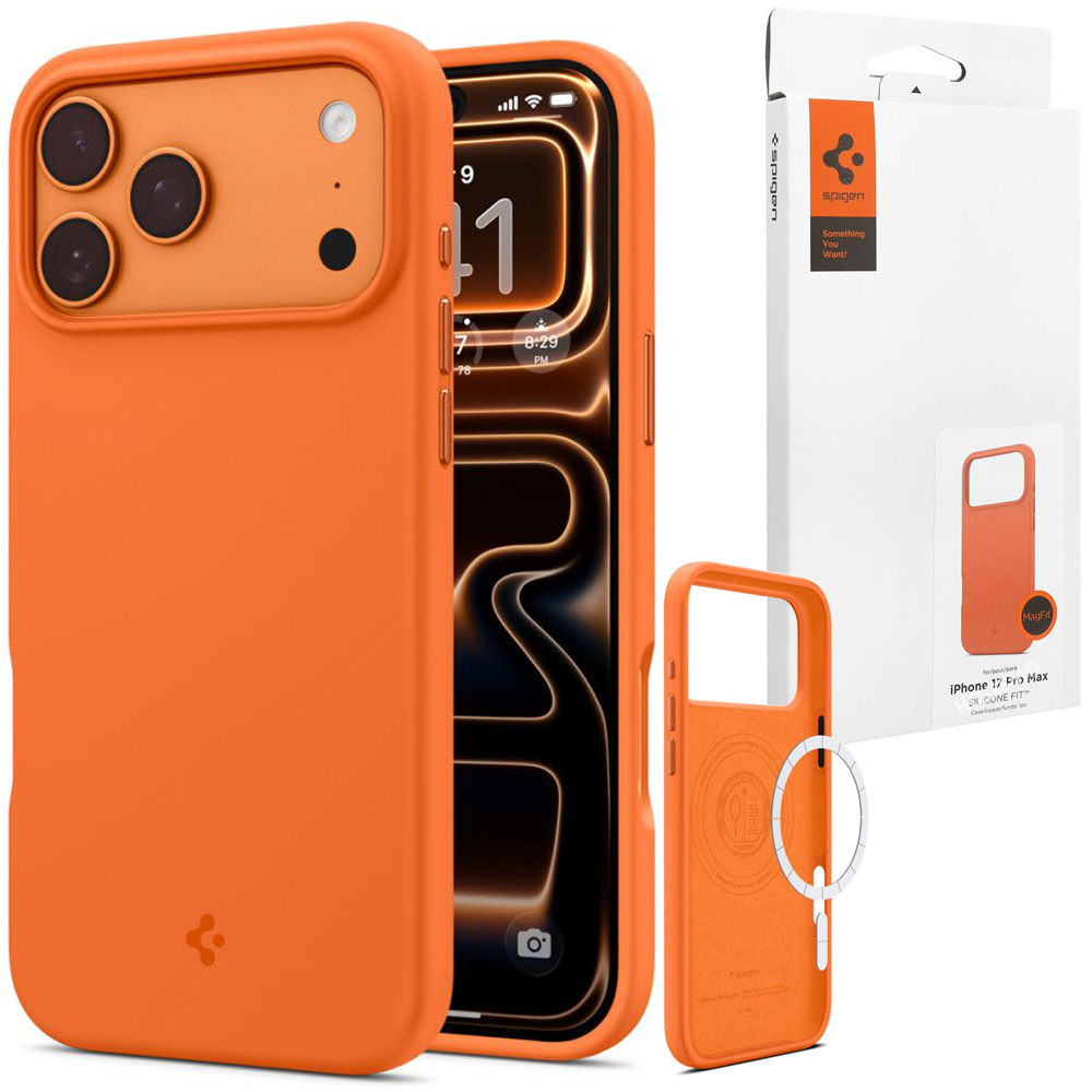 Etui SPIGEN Silicone Fit MagSafe | Cosmic Orange do Apple iPhone 17 Pro Max