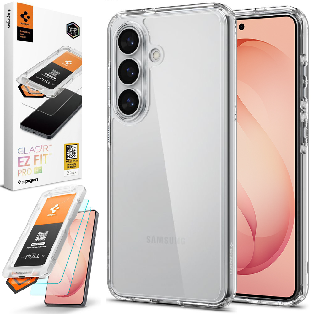 Etui SPIGEN Ultra Hybrid | Crystal Clear + 2x SZKŁO Spigen do Samsung Galaxy S26+ Plus