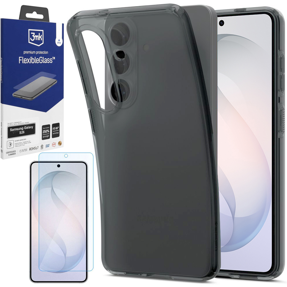 Etui SPIGEN Liquid Crystal | Space Crystal + SZKŁO 3mk Flexible Glass do Samsung Galaxy S26