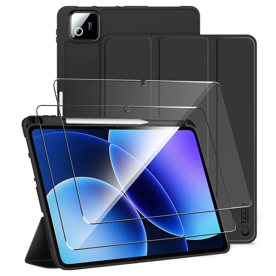 Zamykane Etui Smart Case na Pencil | Black + 2x SZKŁO do Xiaomi Pad 8 / 8 Pro