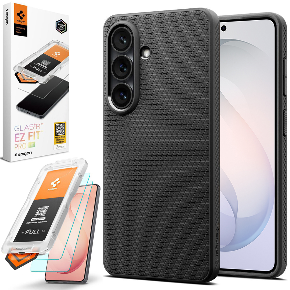 Etui SPIGEN Liquid Air | Matte Black + 2x SZKŁO Spigen do Samsung Galaxy S26+ Plus