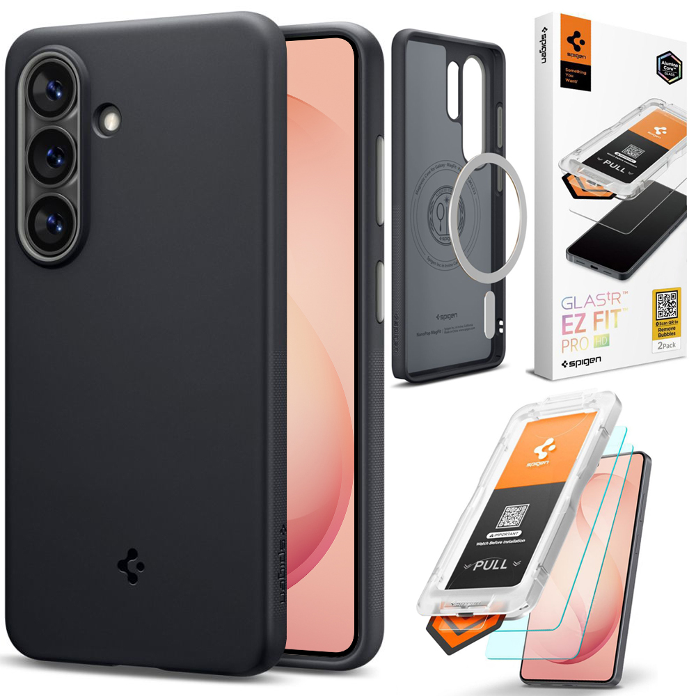 Etui SPIGEN Nano POP MagSafe | Black Sesame + 2x SZKŁO Spigen do Samsung Galaxy S26 Ultra