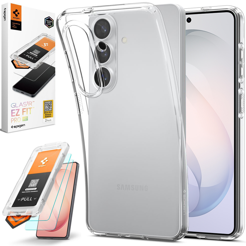 Etui SPIGEN Liquid Crystal | Crystal Clear + 2x SZKŁO Spigen do Samsung Galaxy S26+ Plus