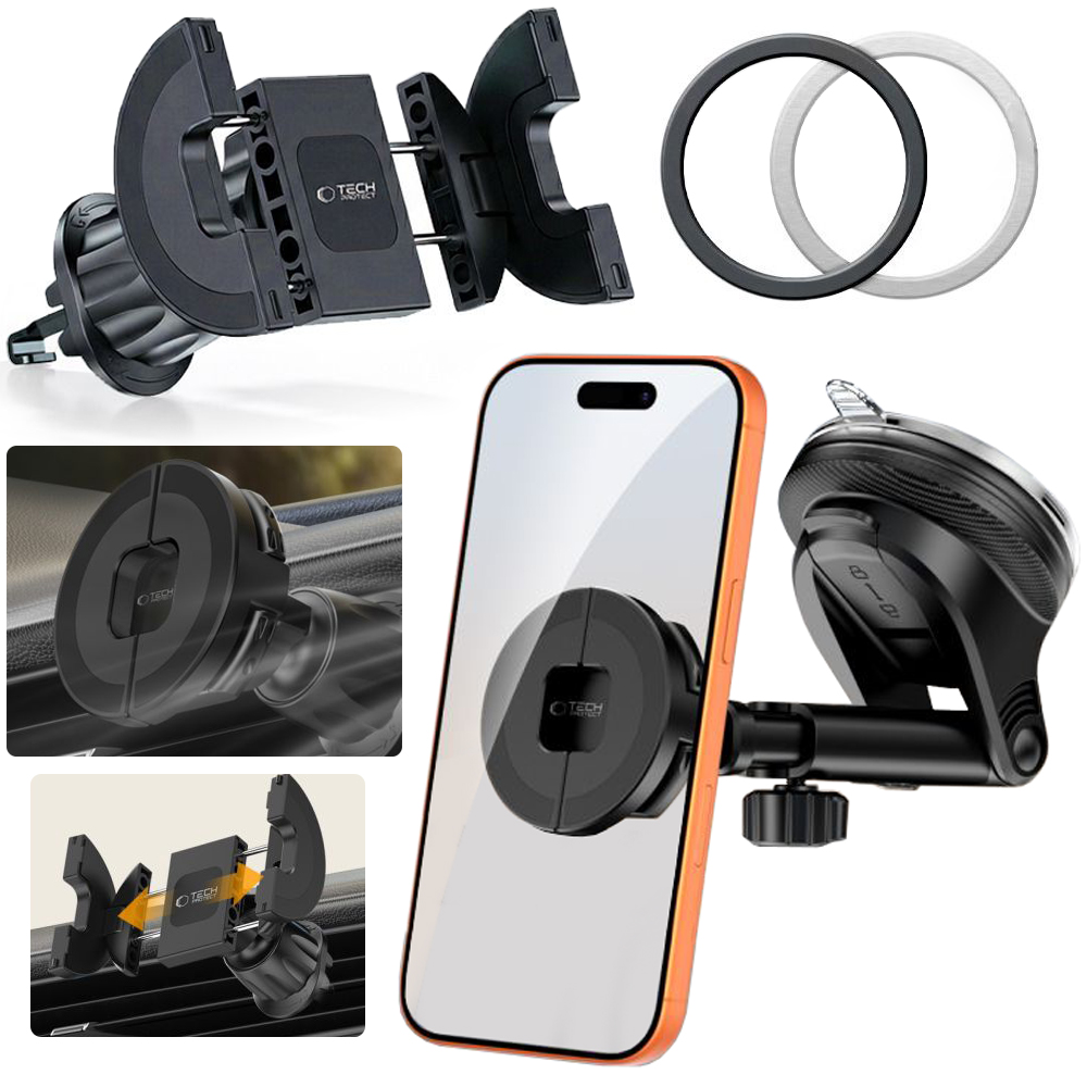 TP | Wysuwany Uchwyt Samochodowy 2w1 Rozkładany i Magnetyczny | na Deskę Szybę Kratkę