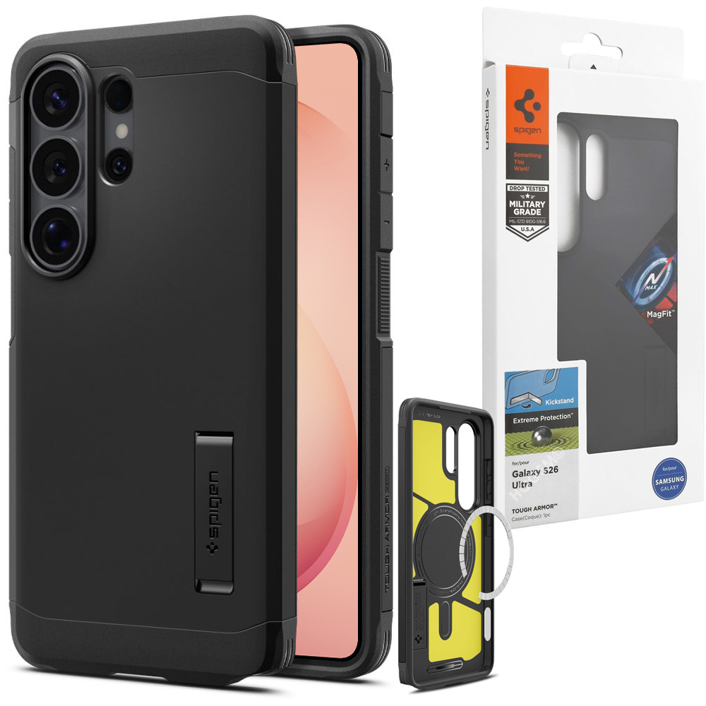 Pancerne Etui SPIGEN Tough Armor z MagSafe | Black do Samsung Galaxy S26 Ultra