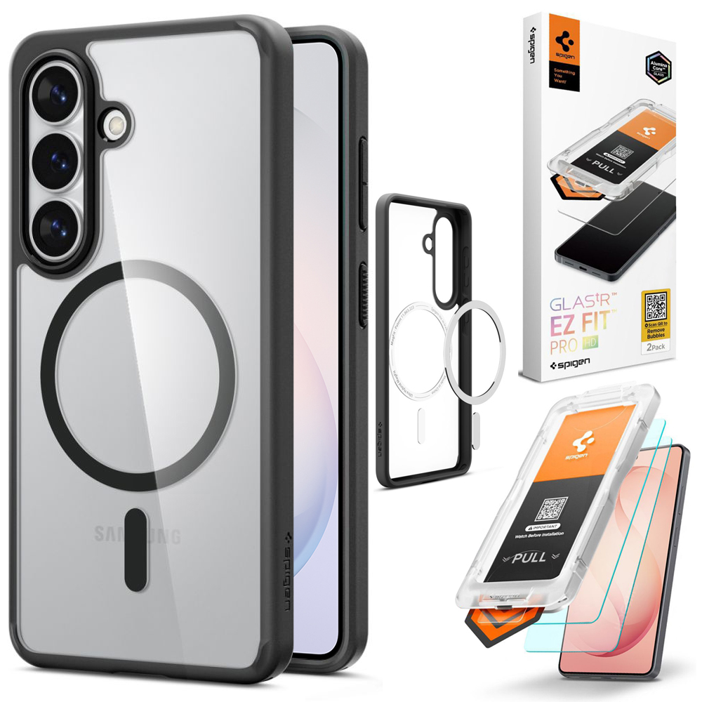 Etui SPIGEN Ultra Hybrid MagSafe | Matte Black + 2x SZKŁO Spigen do Samsung Galaxy S26+ Plus
