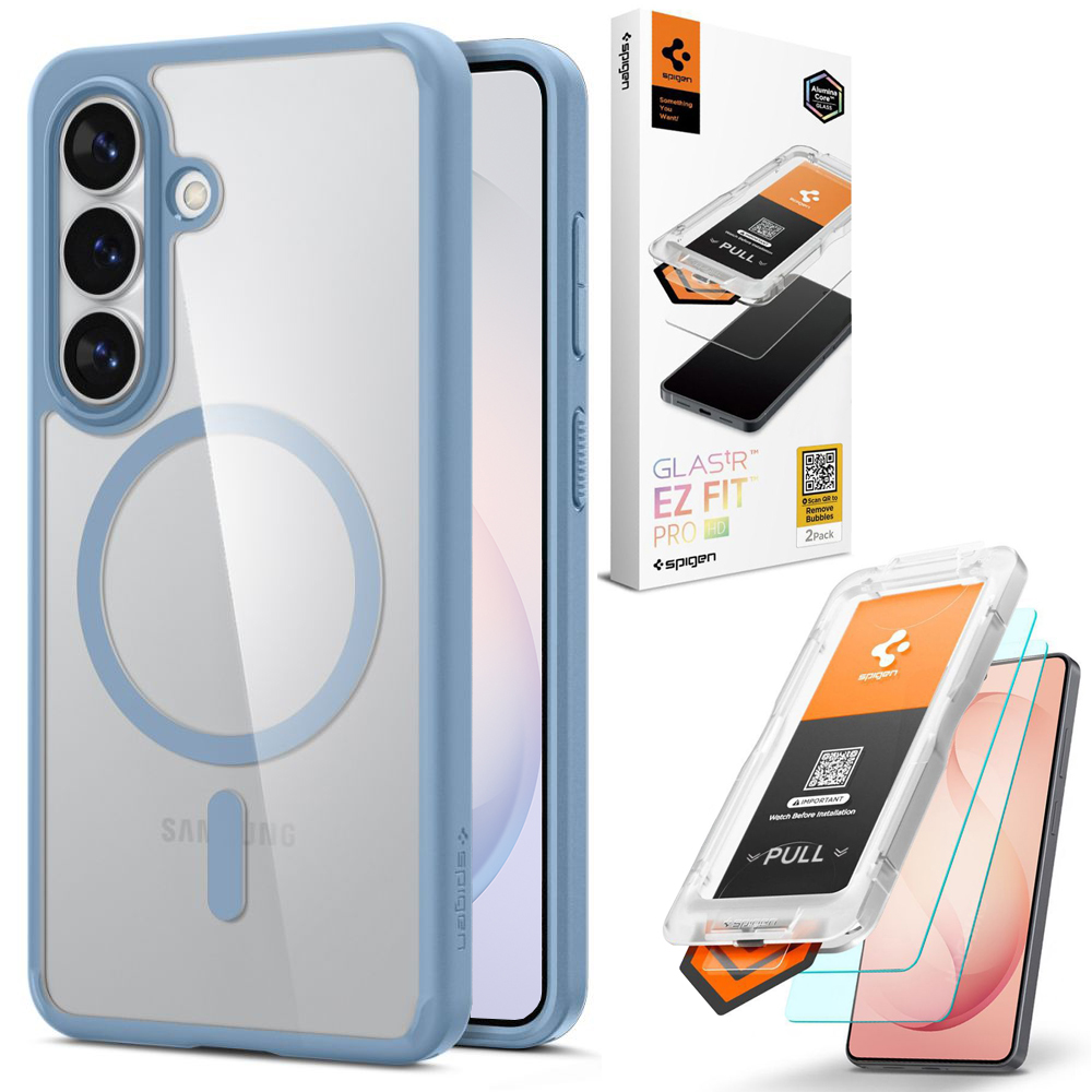 Etui SPIGEN Ultra Hybrid MagSafe | Light Blue + 2x SZKŁO Spigen do Samsung Galaxy S26+ Plus