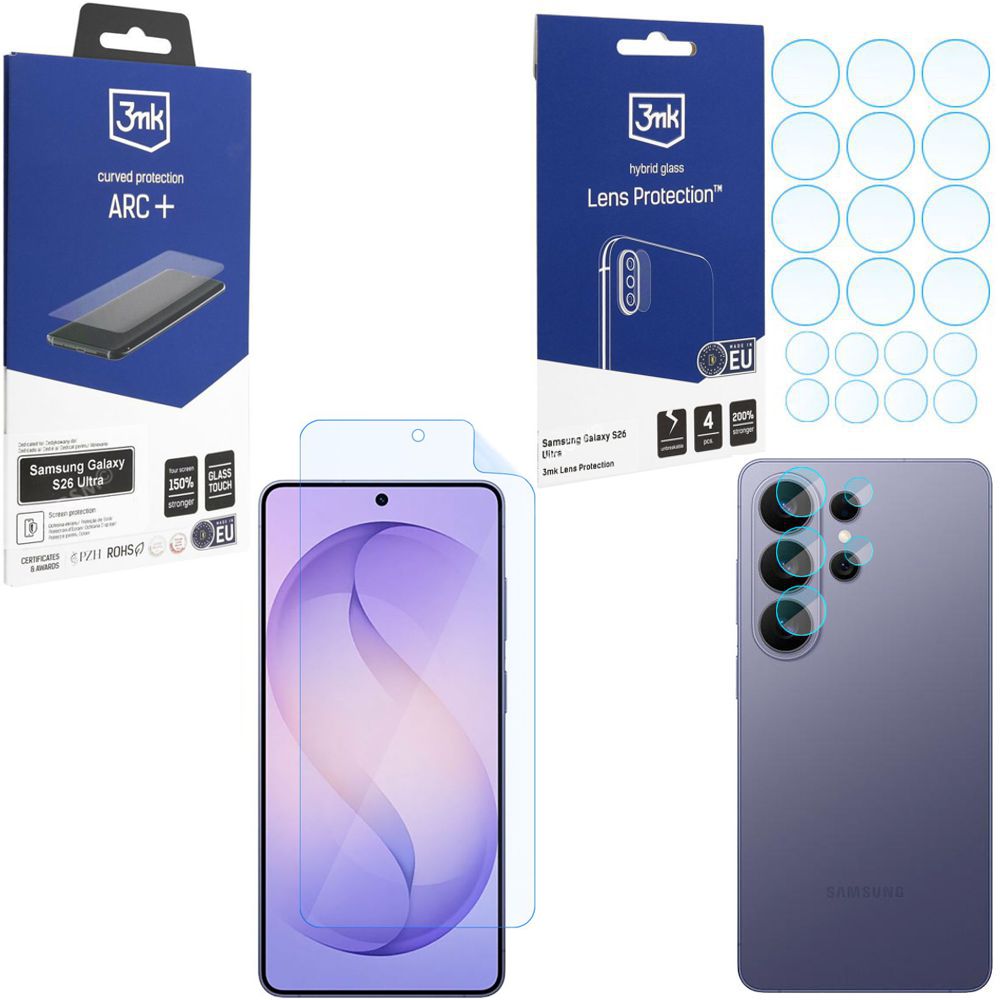 FOLIA 3mk Curved Protection ARC+ + 4x APARAT Lens Protection do Samsung Galaxy S26 Ultra