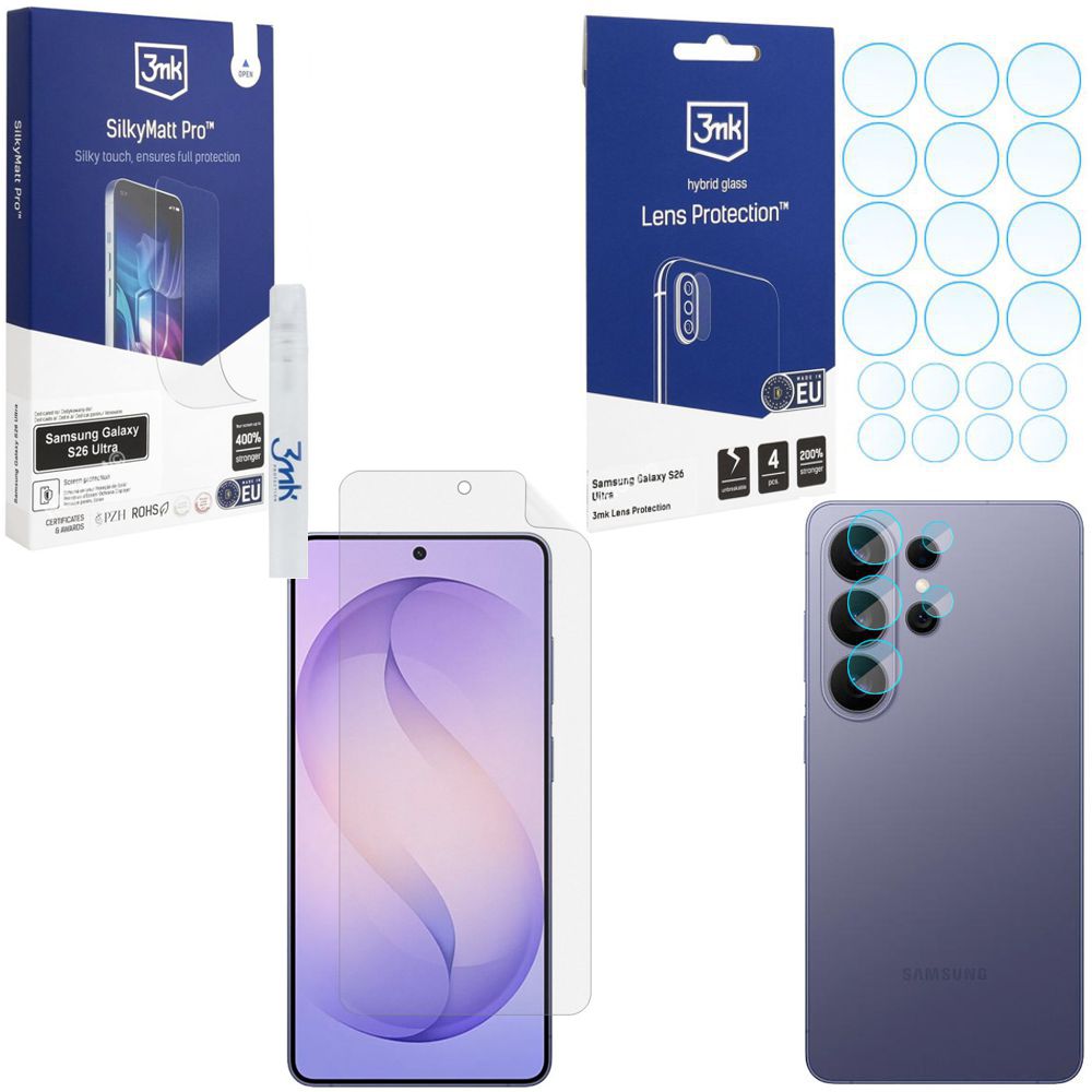 FOLIA 3mk SilkyMatt + 4x SZKŁO na Aparat do Samsung Galaxy S26 Ultra