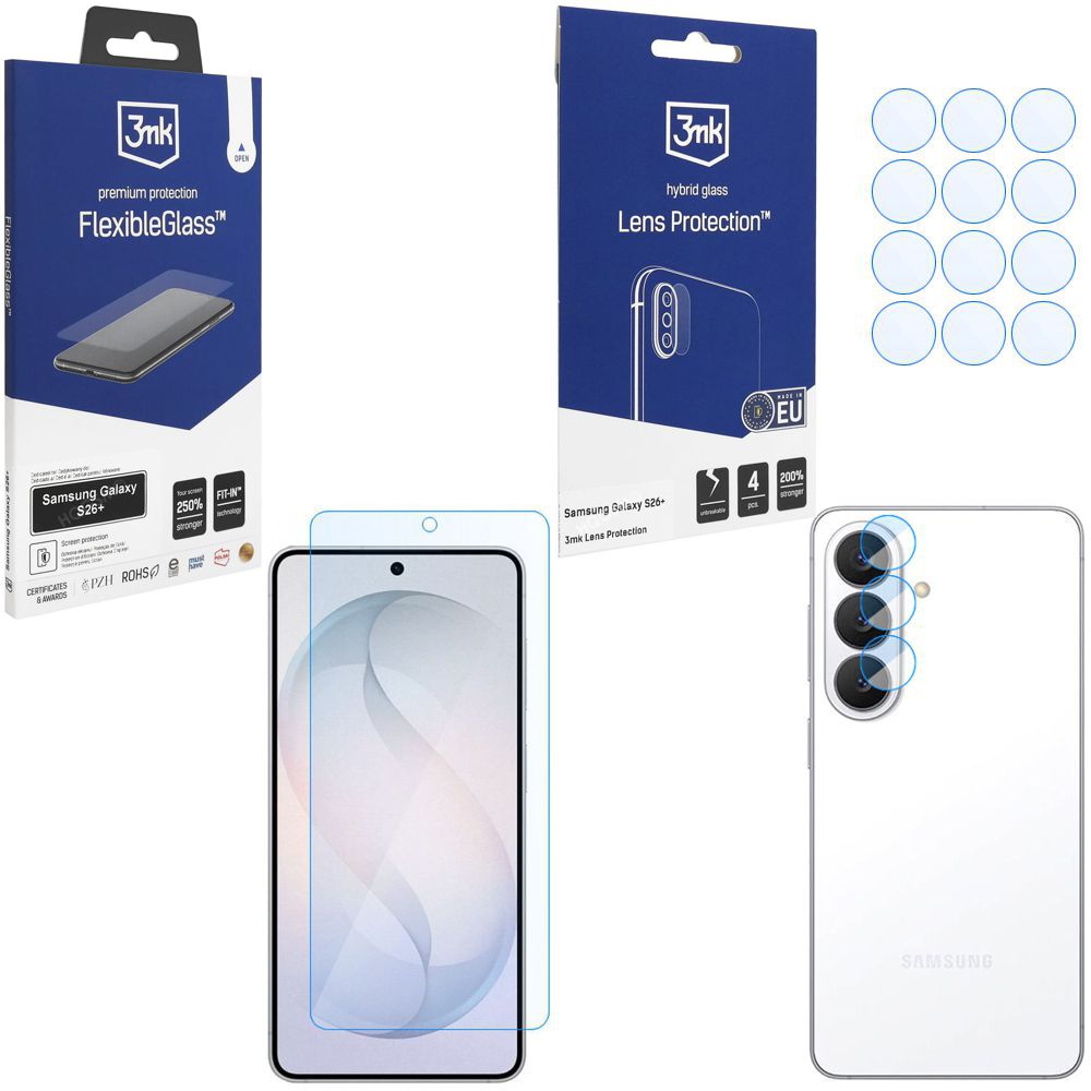SZKŁO 3mk Flexible Glass + 4x SZKŁO na Aparat do Samsung Galaxy S26+ Plus