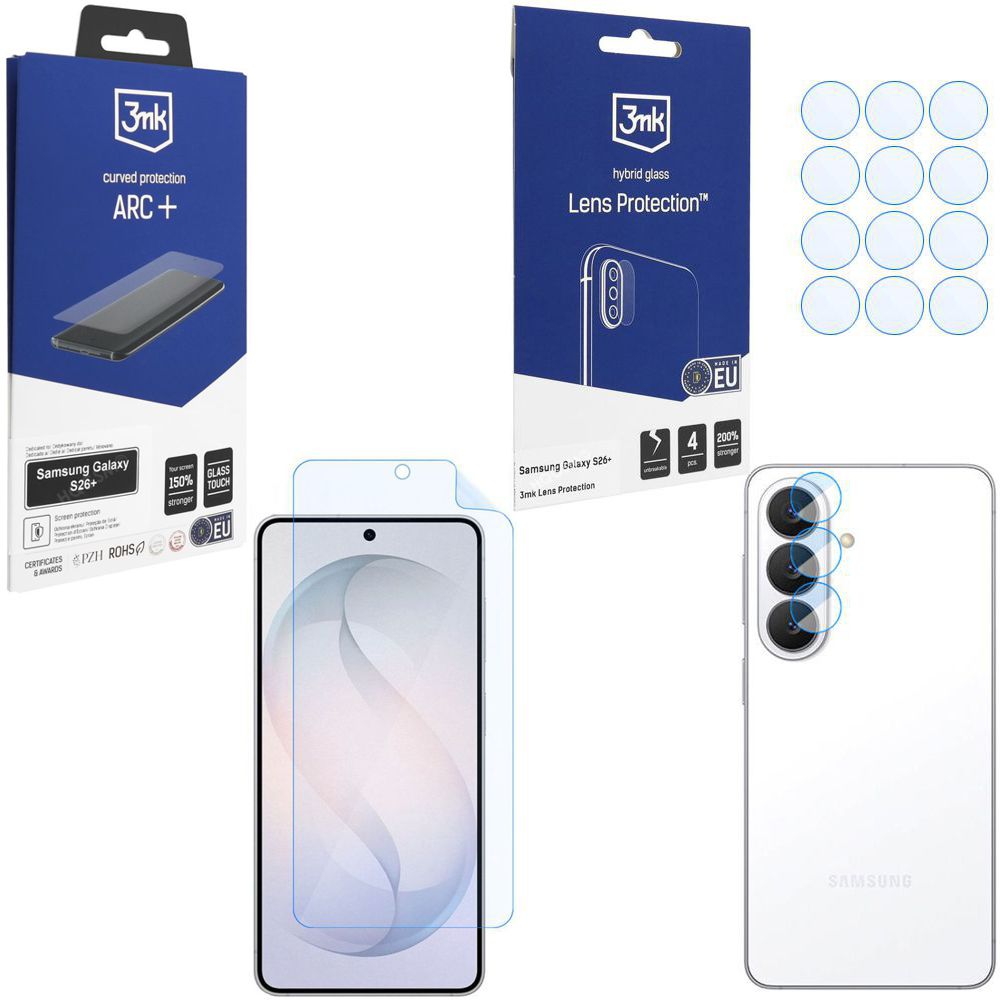 FOLIA 3mk Curved Protection ARC+ + 4x Szkło na APARAT do Samsung Galaxy S26+ Plus
