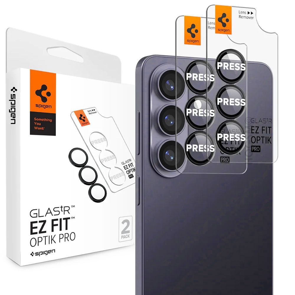 2x SPIGEN EZ Fit OPTIK Pro | Osobne Szkła Hartowane na Aparat | Black do Samsung Galaxy S26 Ultra