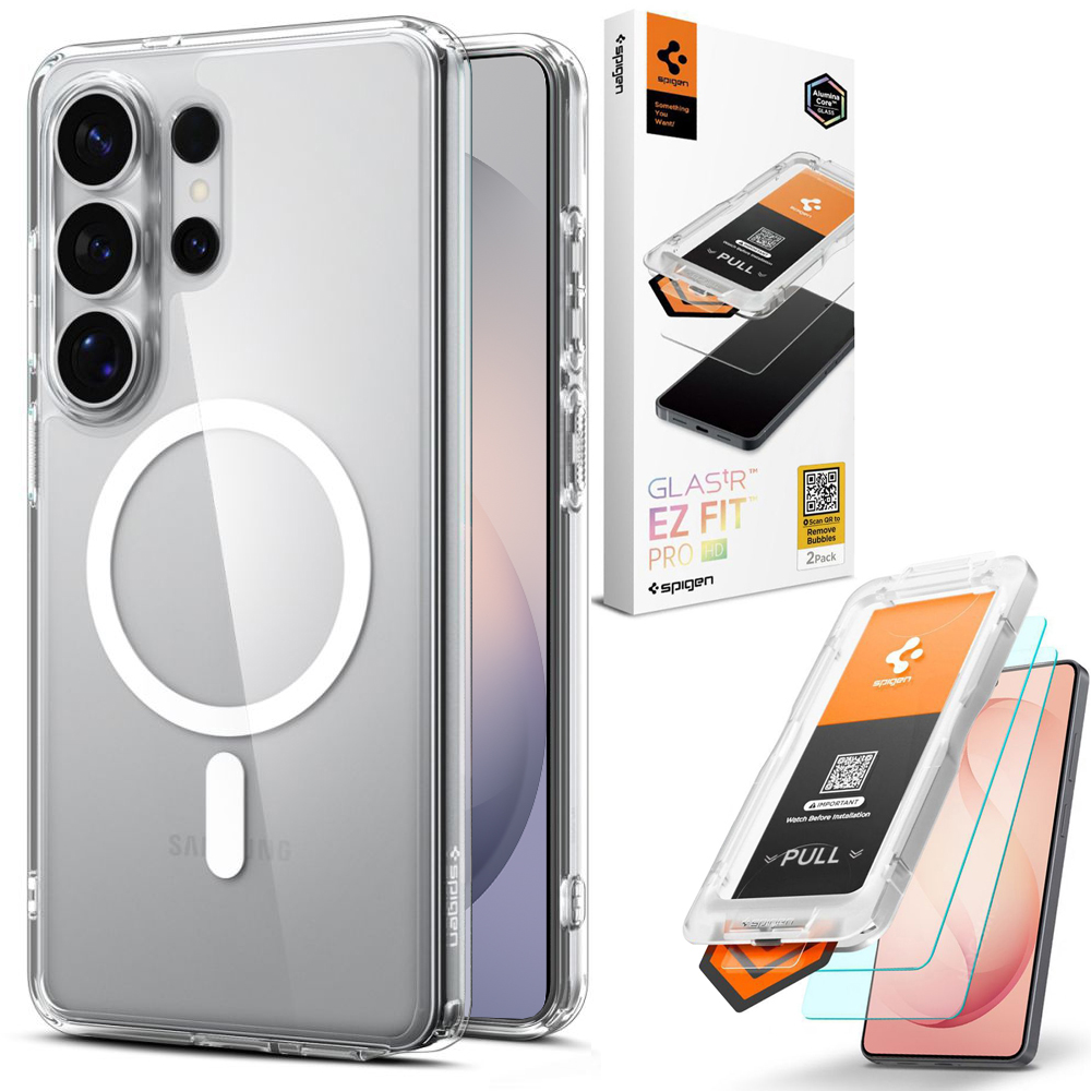 Etui SPIGEN Ultra Hybrid MagSafe | Clear White + 2x SZKŁO Spigen do Samsung Galaxy S26 Ultra