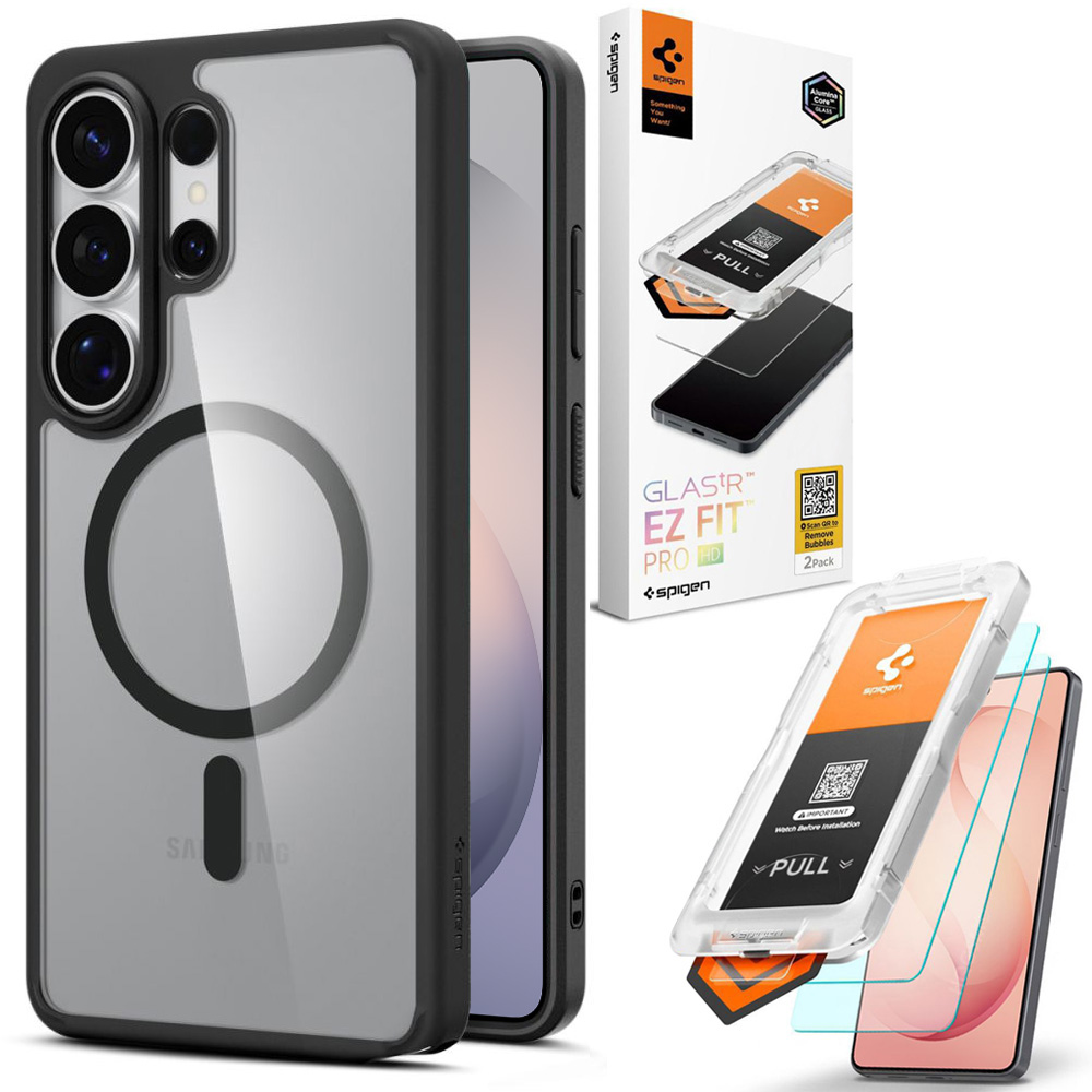 Etui SPIGEN Ultra Hybrid MagSafe | Matte Black + 2x SZKŁO Spigen do Samsung Galaxy S26 Ultra