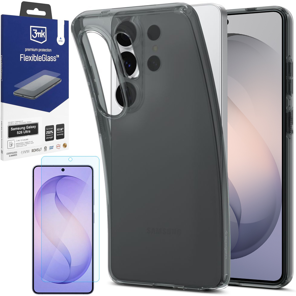 Etui SPIGEN Liquid Crystal | Space Crystal + SZKŁO 3mk Flexible Glass do Samsung Galaxy S26 Ultra