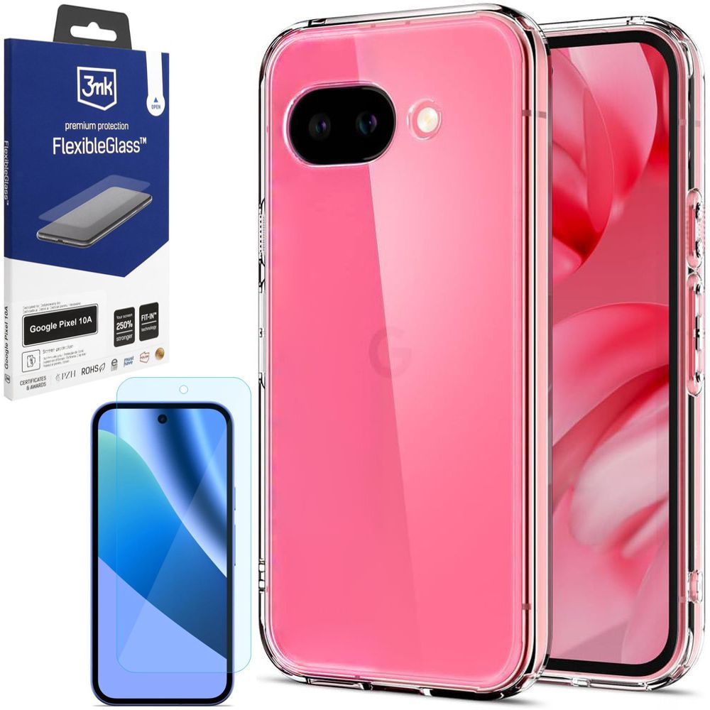 Etui 3mk Clear Case | Bezbarwne + SZKŁO 3mk Flexible Glass do Google Pixel 10a