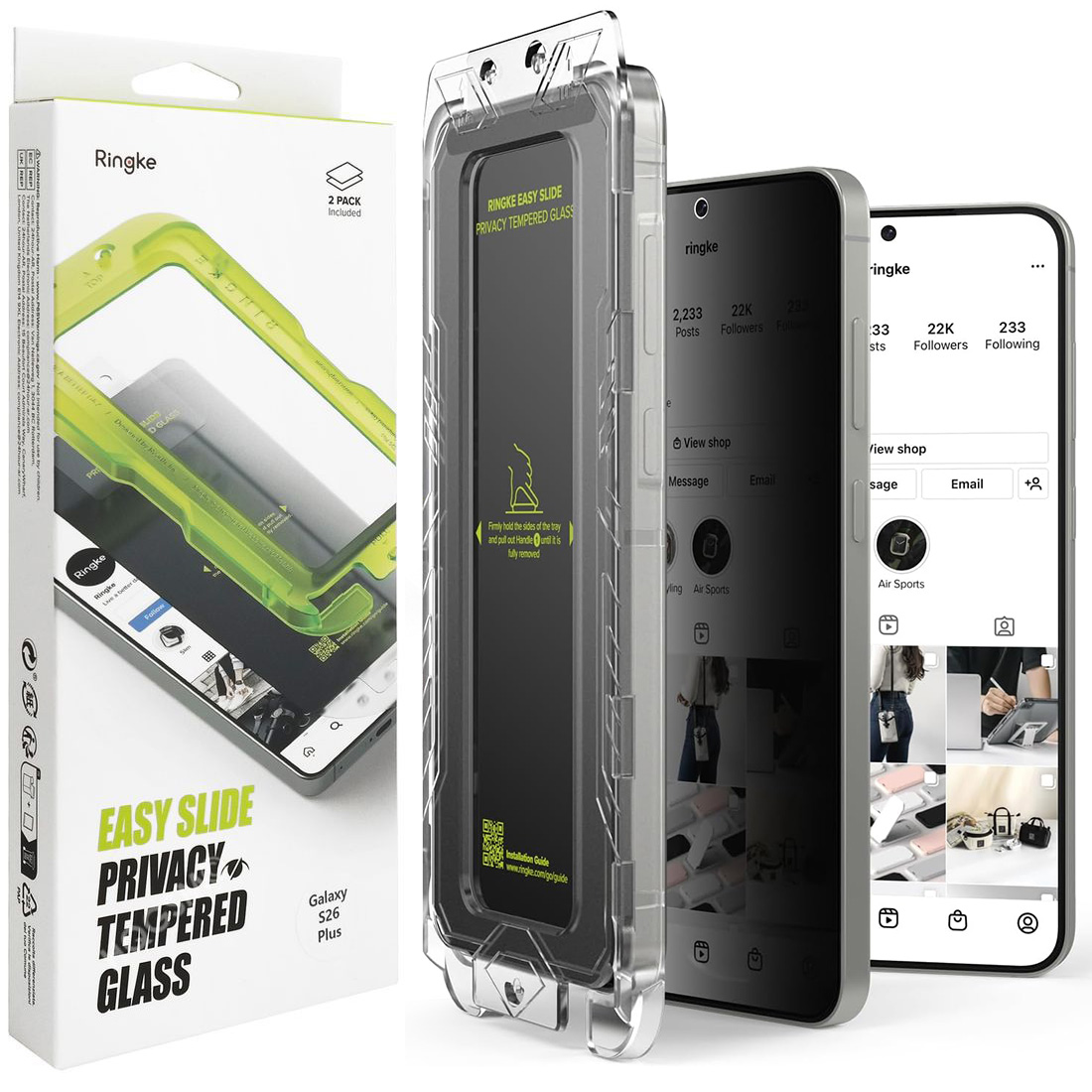 2x Szkło Hartowane RINGKE Easy Slide PRIVACY + Aplikator do Samsung Galaxy S26+ Plus