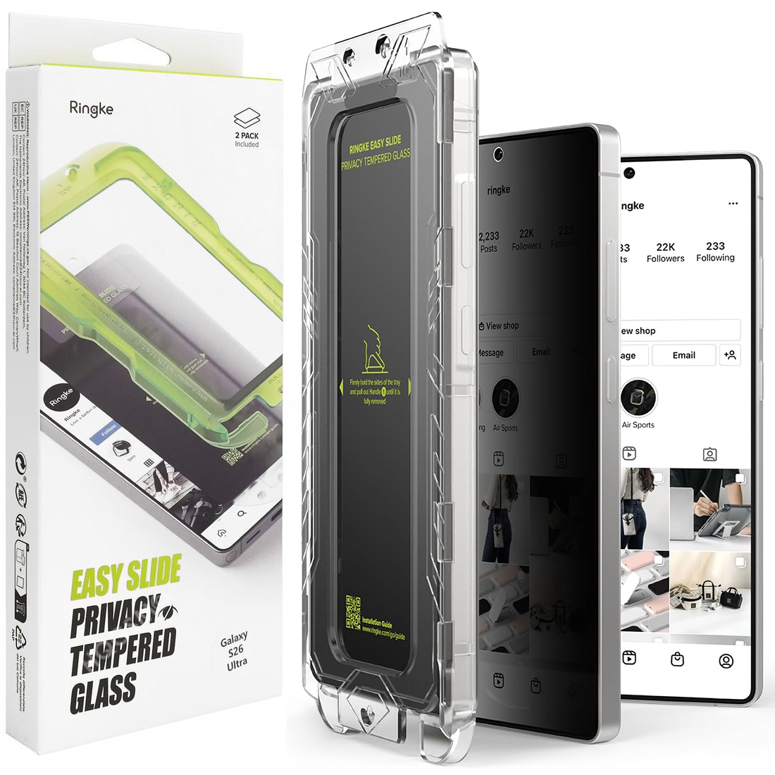 2x Szkło Hartowane RINGKE Easy Slide PRIVACY + Aplikator do Samsung Galaxy S26 Ultra