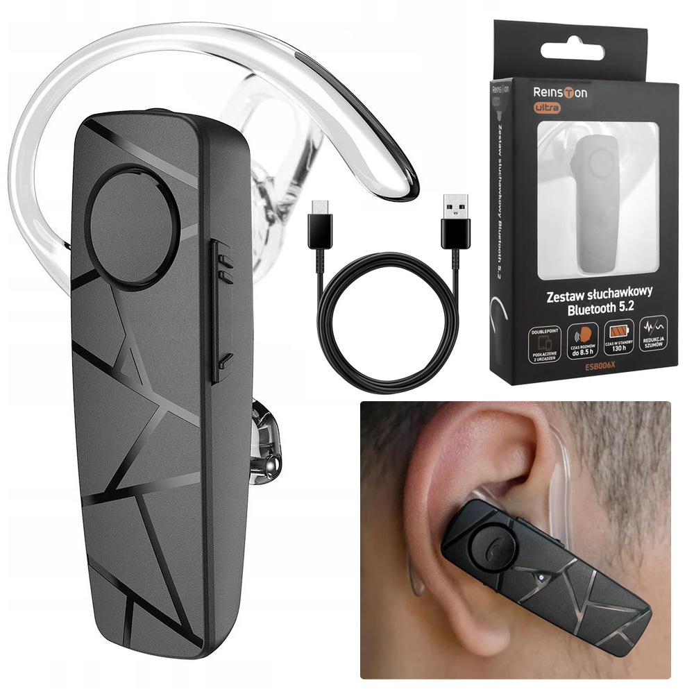 Reinston 55 | Bezprzewodowa Słuchawka Bluetooth 5.2 | Multipoint 2 Telefony | Redukcja Szumów