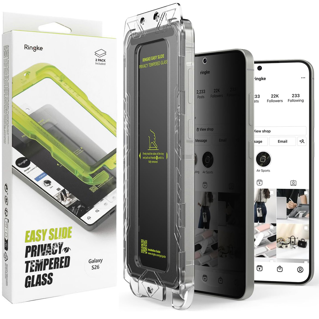 2x Szkło Hartowane RINGKE Easy Slide PRIVACY + Aplikator do Samsung Galaxy S26
