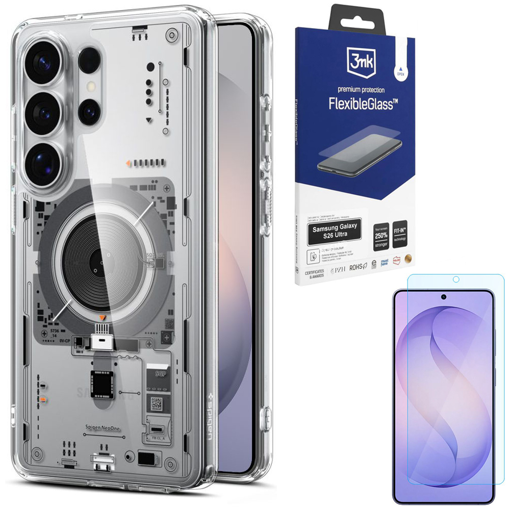 Etui SPIGEN Ultra Hybrid | Neo One + SZKŁO 3mk Flexible Glass do Samsung Galaxy S26 Ultra
