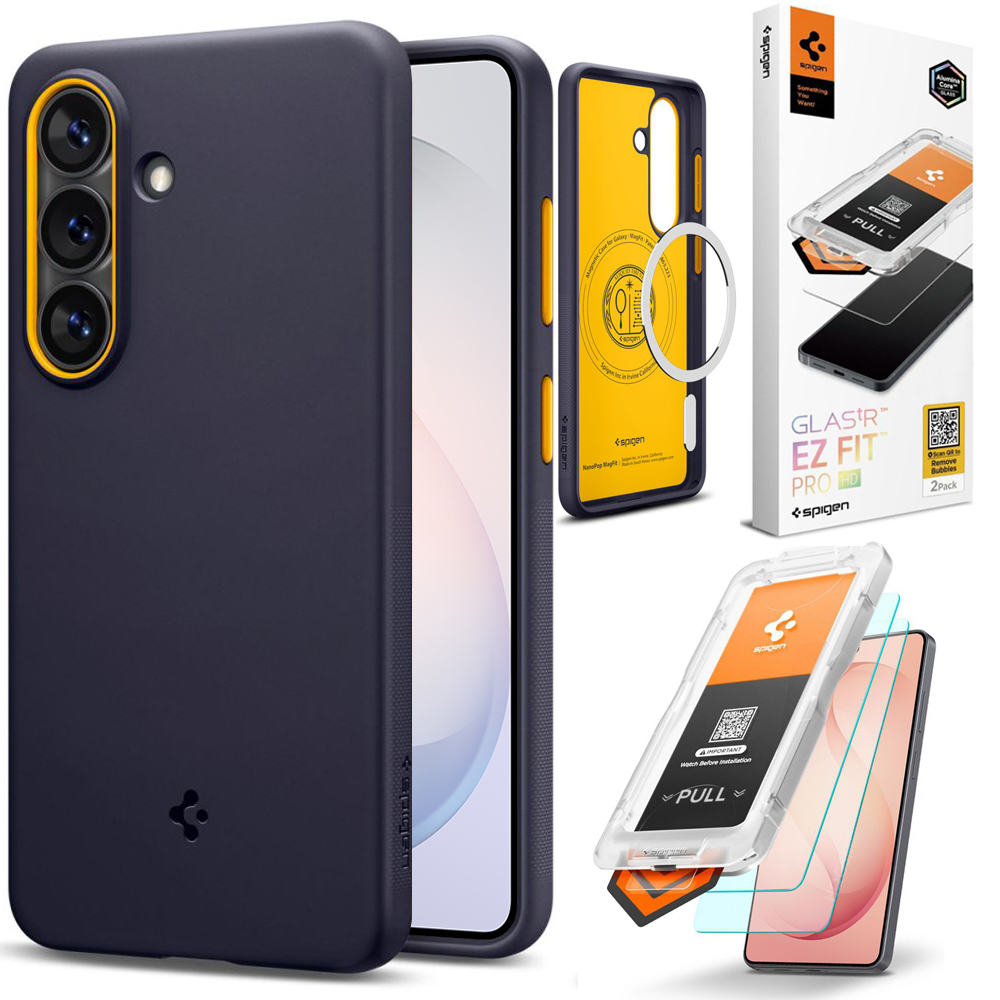 Etui SPIGEN Nano POP MagSafe | Blueberry Navy + 2x SZKŁO Spigen do Samsung Galaxy S26