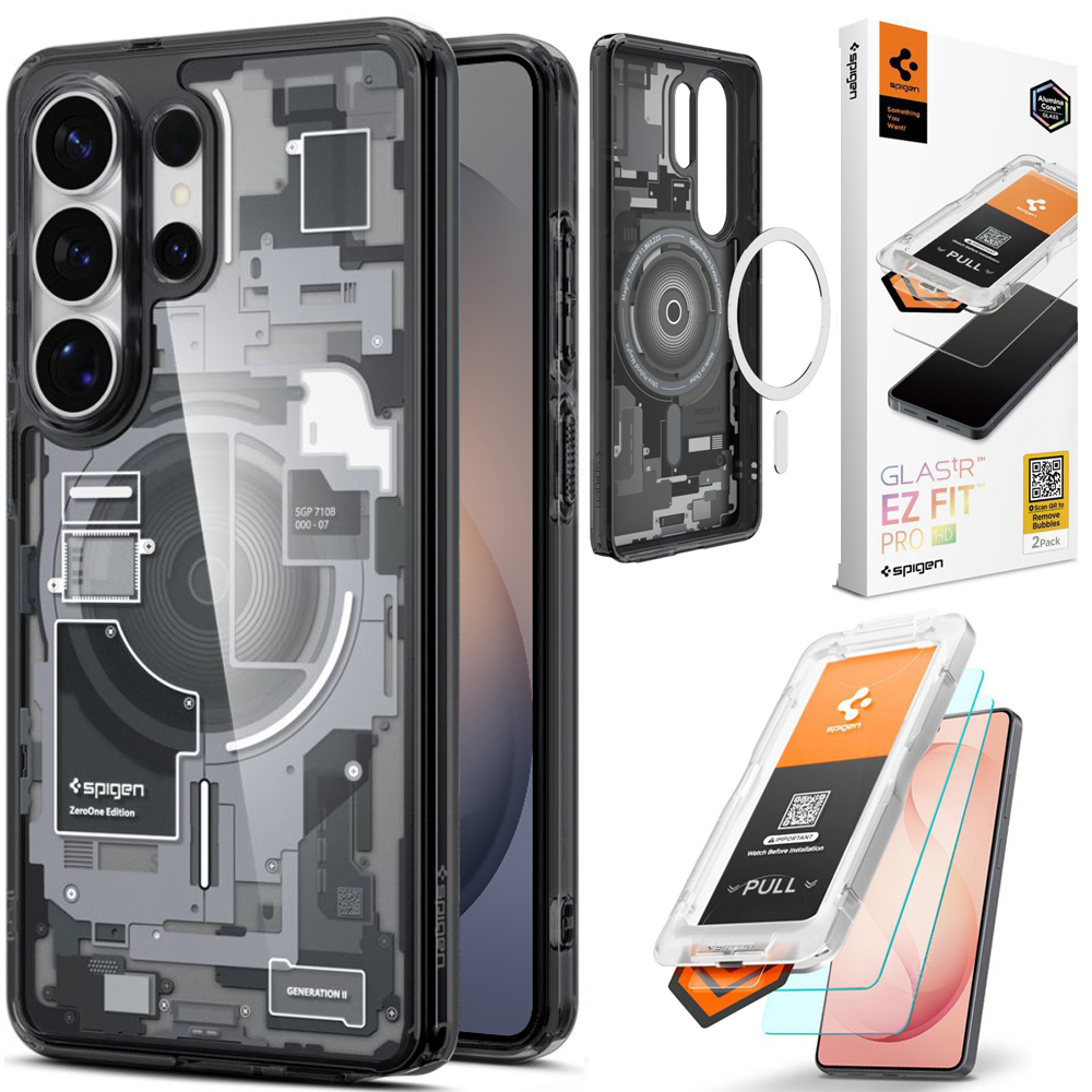 Etui SPIGEN Ultra Hybrid | Zero One Black + 2x SZKŁO Spigen do Samsung Galaxy S26 Ultra