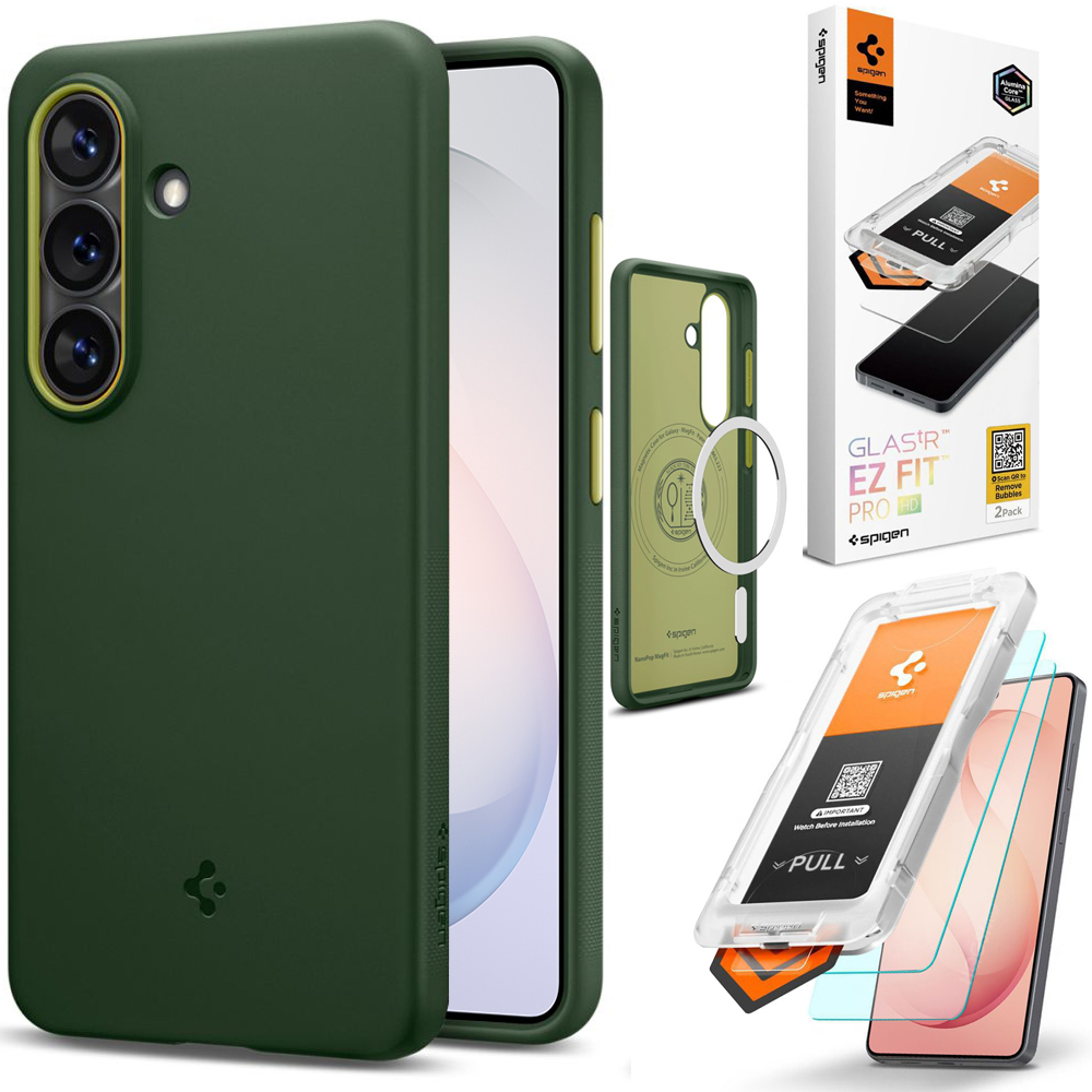 Etui SPIGEN Nano POP MagSafe | Avo Green + 2x SZKŁO Spigen do Samsung Galaxy S26