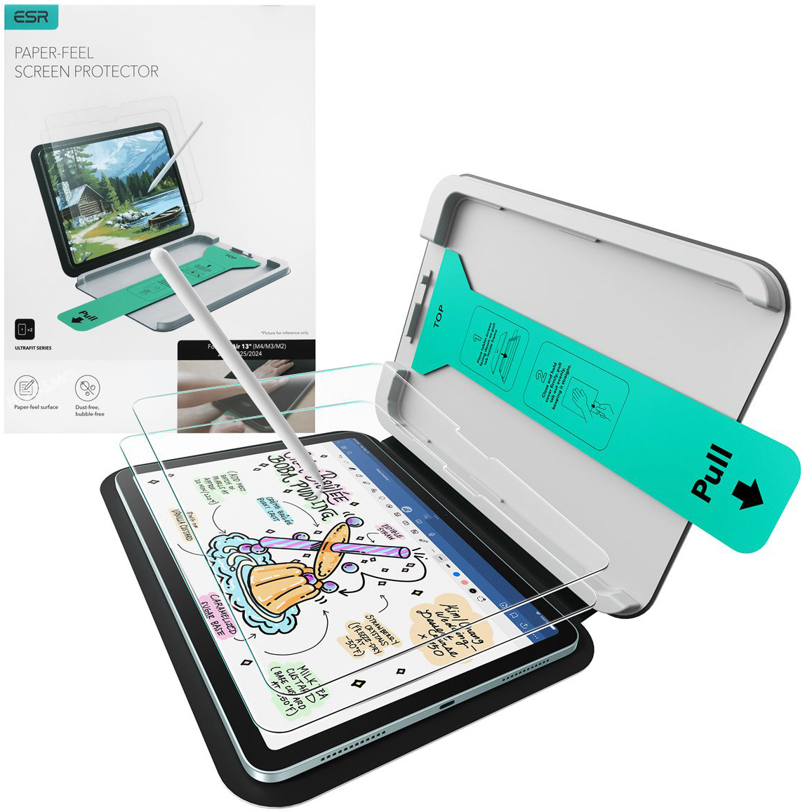 ESR UltraFit | 2x Matowe Szkło Paper-Feel z aplikatorem do Apple iPad Air 13 M4 2026 / M3 2025 / M2 2024
