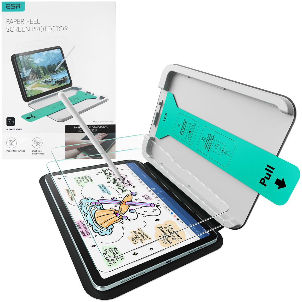 ESR UltraFit | 2x Matowe Szkło Paper-Feel z aplikatorem do Apple iPad Air 11 M4 2026 / M3 2025 / M2 2024