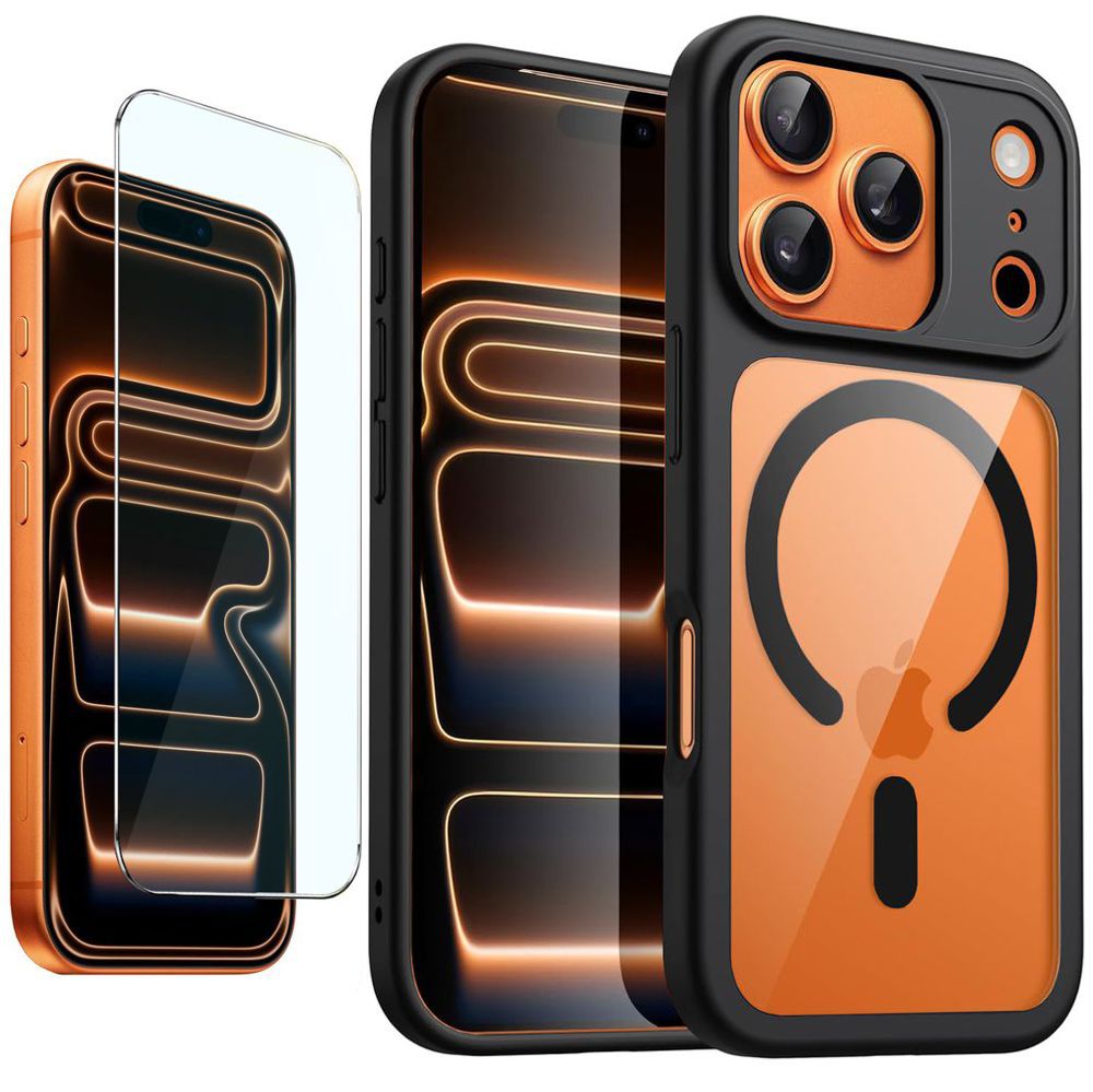 Etui Hybrydowe Clear Case z MagSafe | Black + SZKŁO do Apple iPhone 17 Pro |