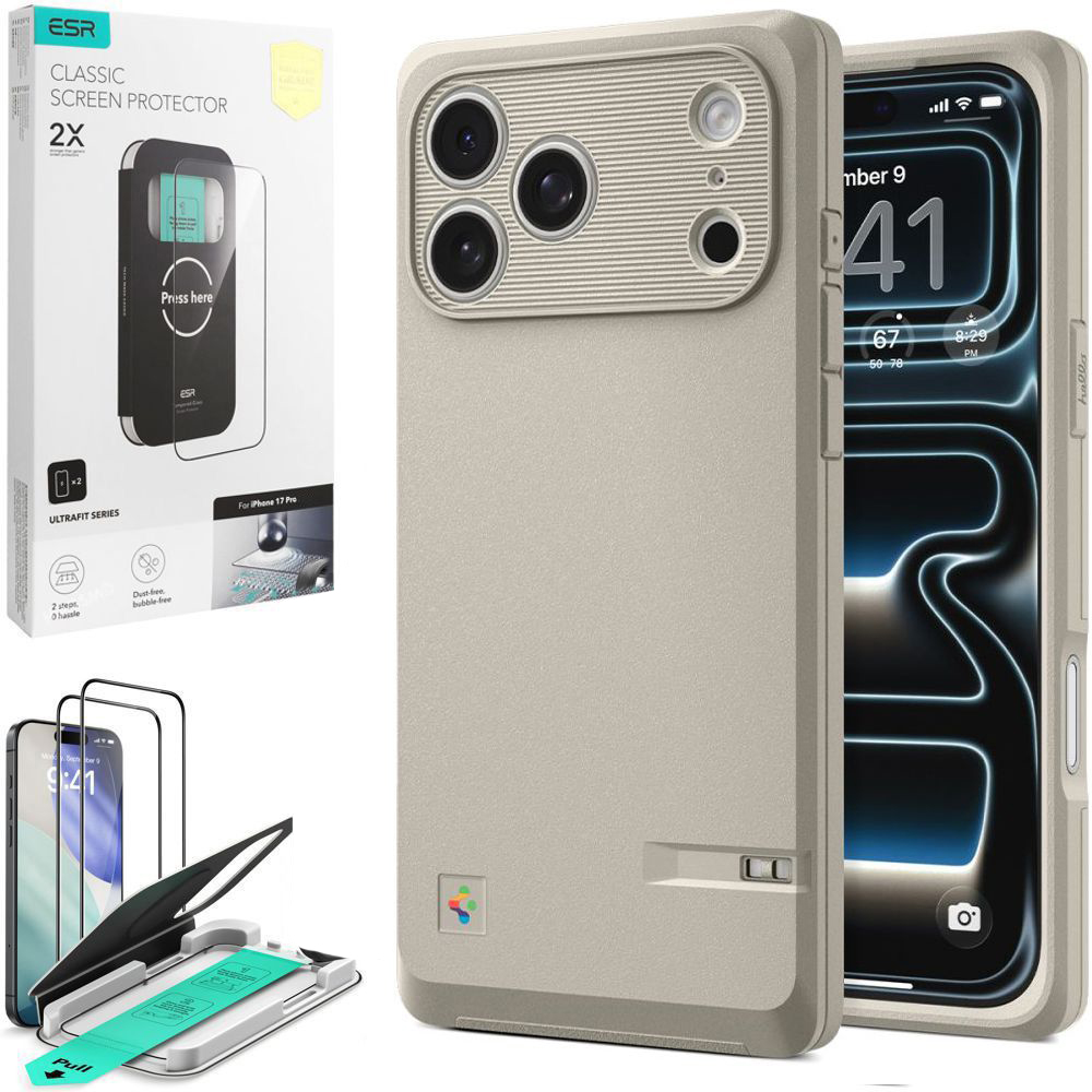 Etui SPIGEN Classic LS MagSafe | Stone + 2x SZKŁO ESR do Apple iPhone 17 Pro