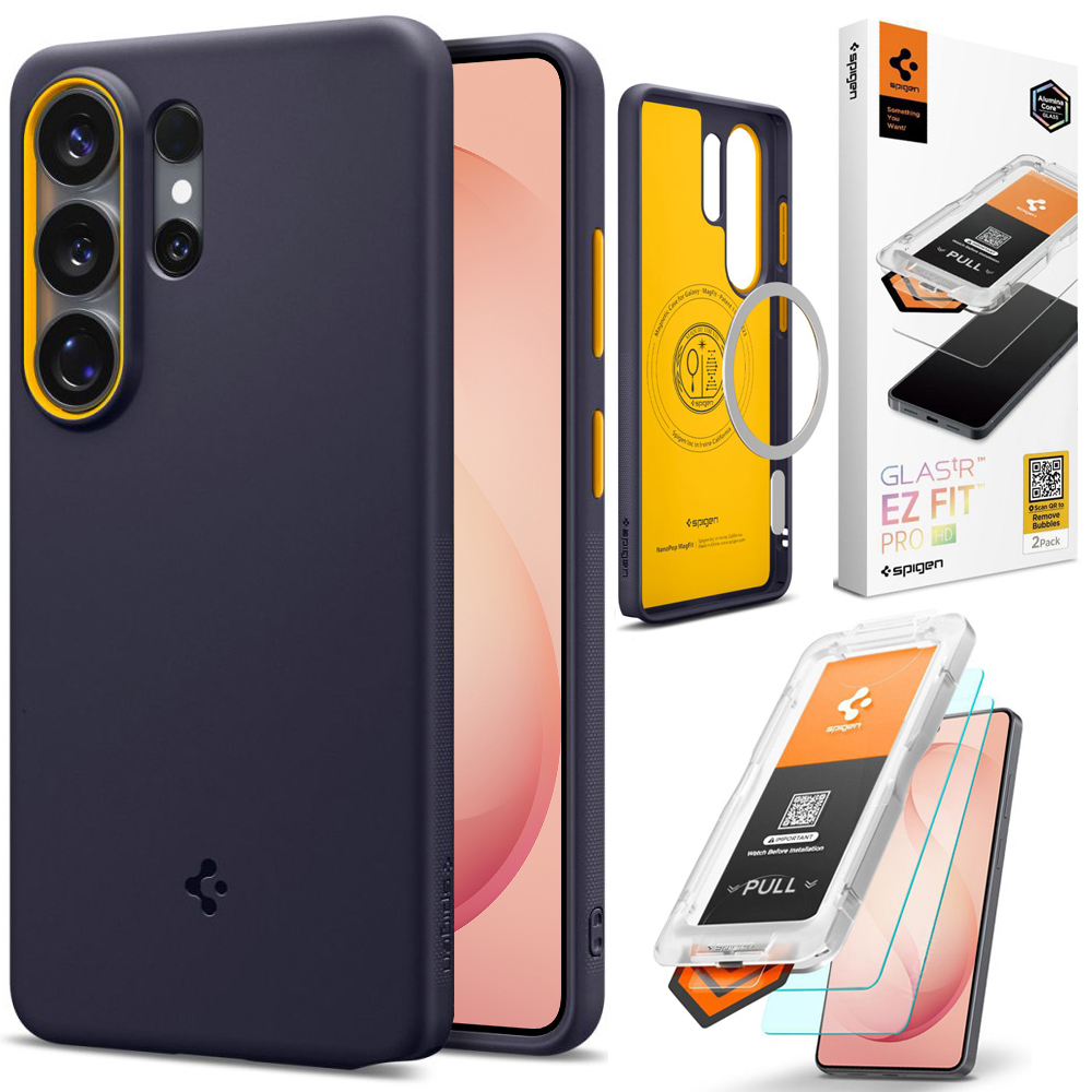 Etui SPIGEN Nano POP MagSafe | Blueberry Navy + 2x SZKŁO Spigen do Samsung Galaxy S26 Ultra