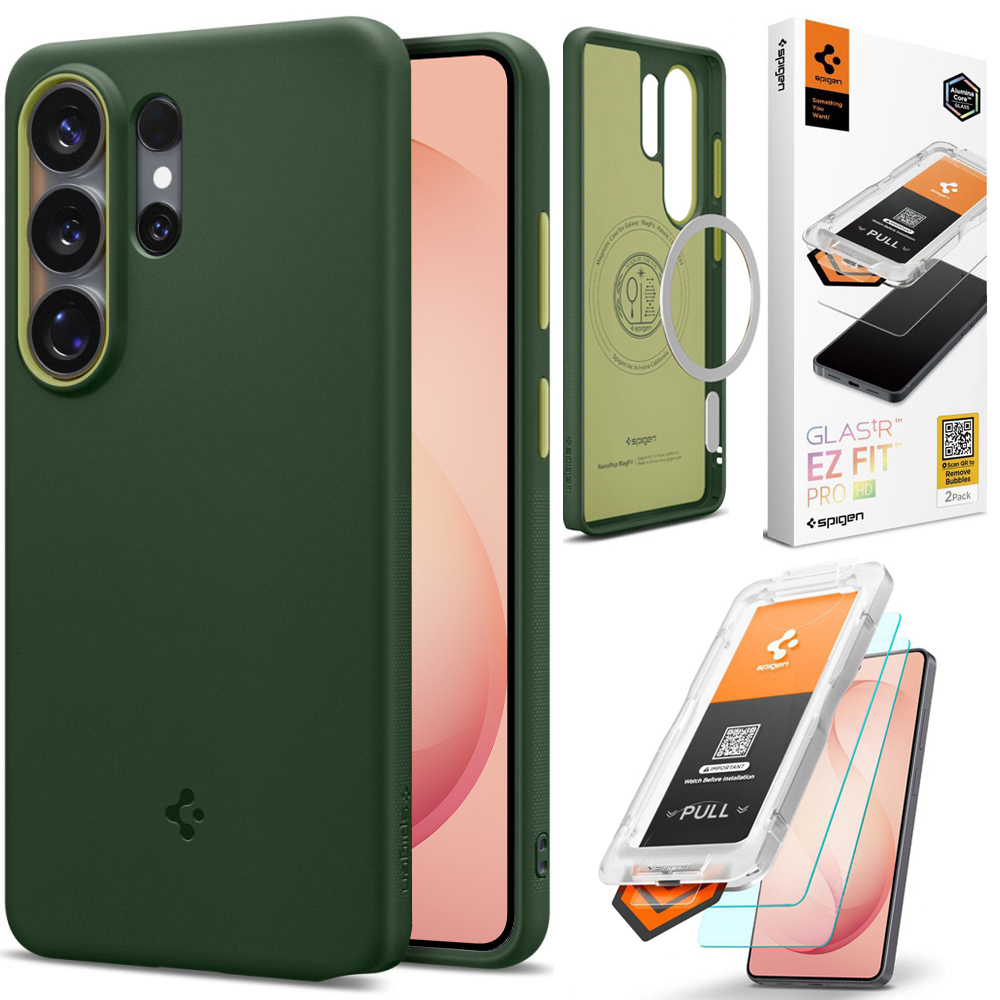 Etui SPIGEN Nano POP MagSafe | Avo Green + 2x SZKŁO Spigen do Samsung Galaxy S26 Ultra