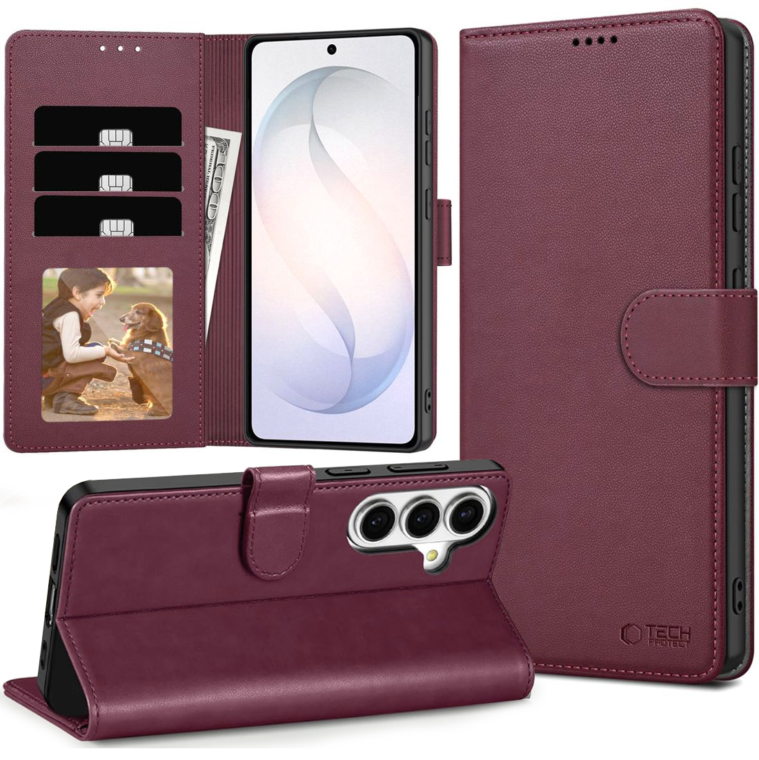 Etui z Klapką Wallet Case | Burgundowe do Samsung Galaxy S26