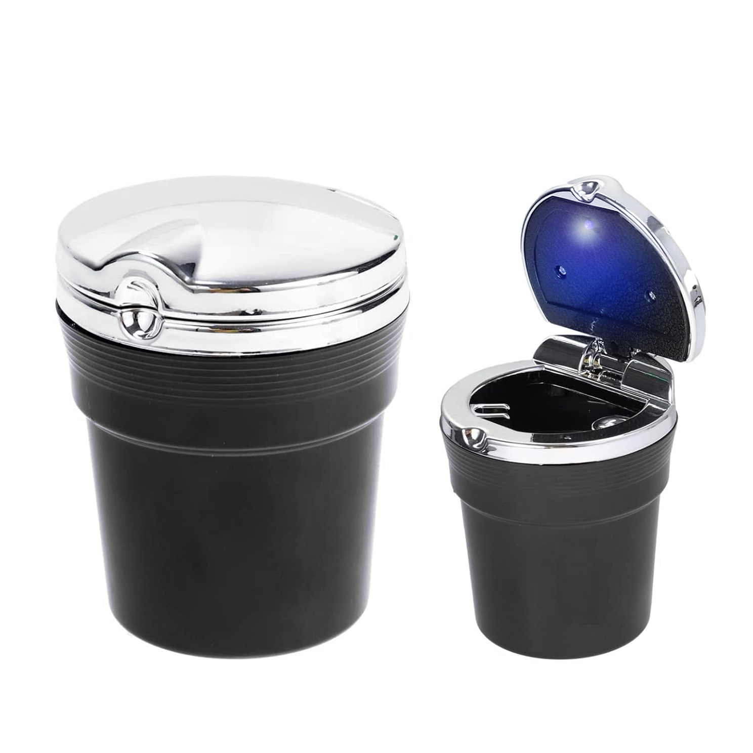 Mini Samochodowa Popielniczka z Podświetleniem LED | Chrom