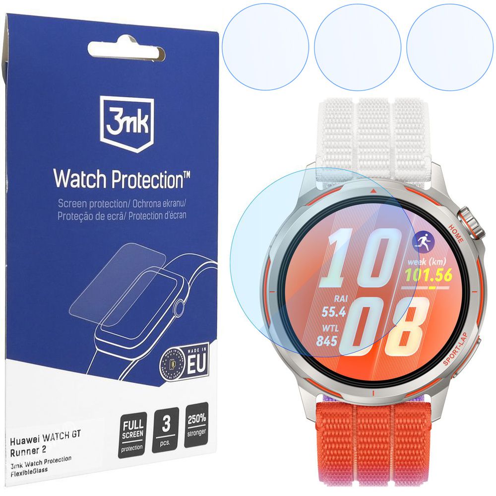 3x Szkło Hybrydowe 3mk Watch Protection do Huawei Watch GT Runner 2