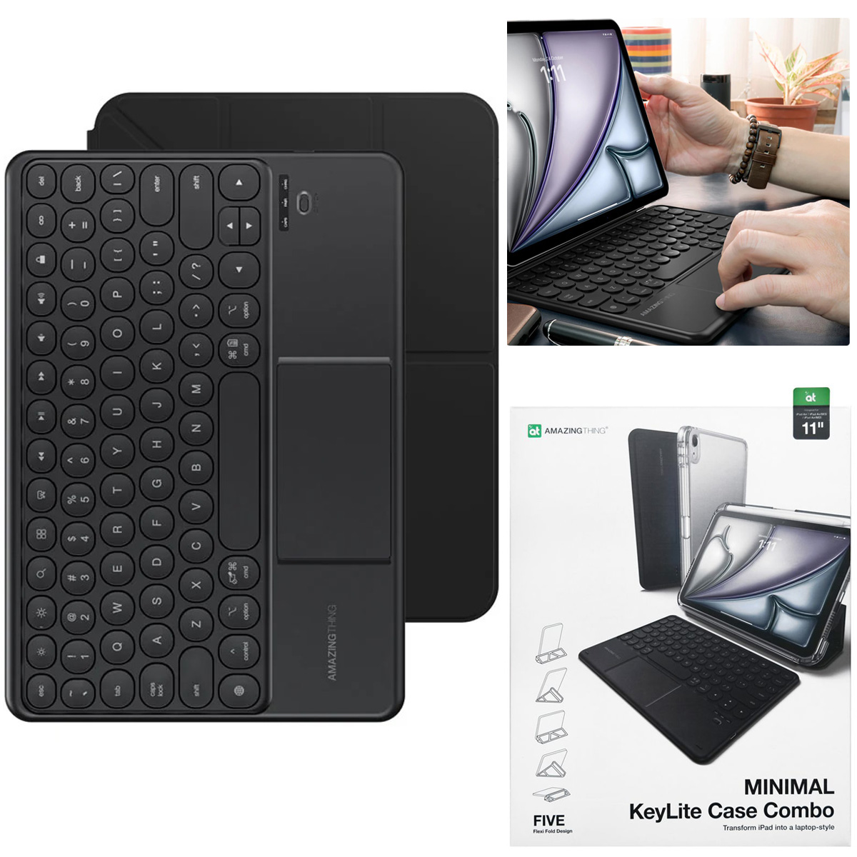 Amazingthing KeyLite Case | Etui z Klawiaturą Bluetooth | Czarne do Apple iPad Air 11 M4 2026 / M3 2025 / M2 2024