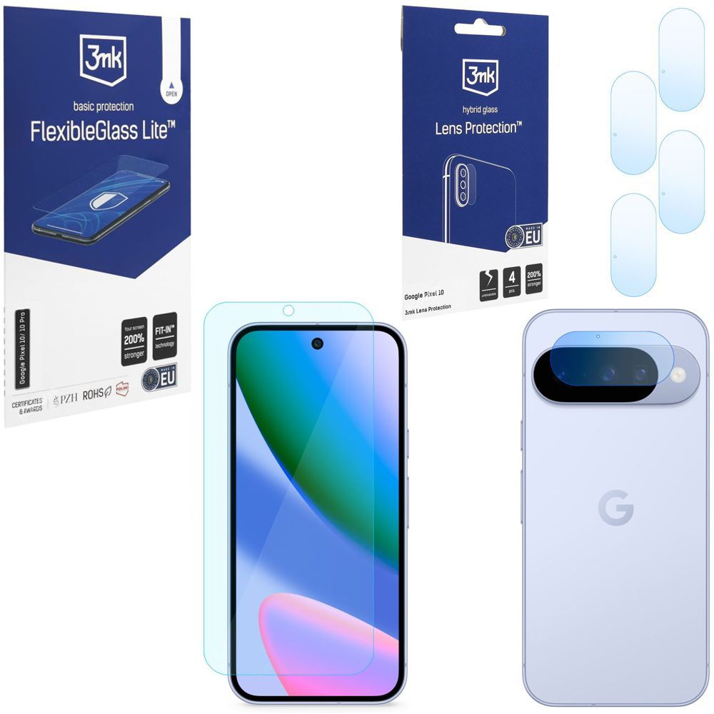 SZKŁO 3mk Flexible Glass Lite + 4x SZKŁO na Aparat do Google Pixel 10